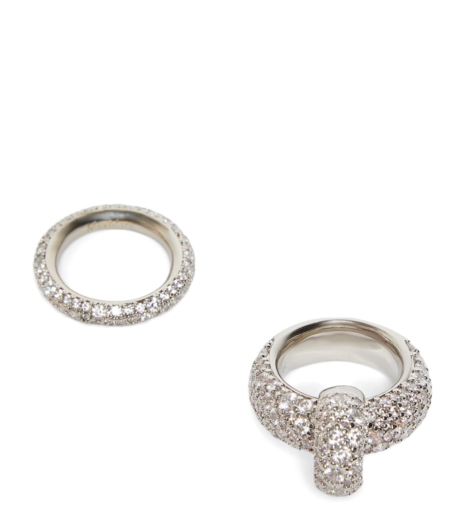 Rhinestone-Embellished Rings (Set of 2) SILVER Image 1