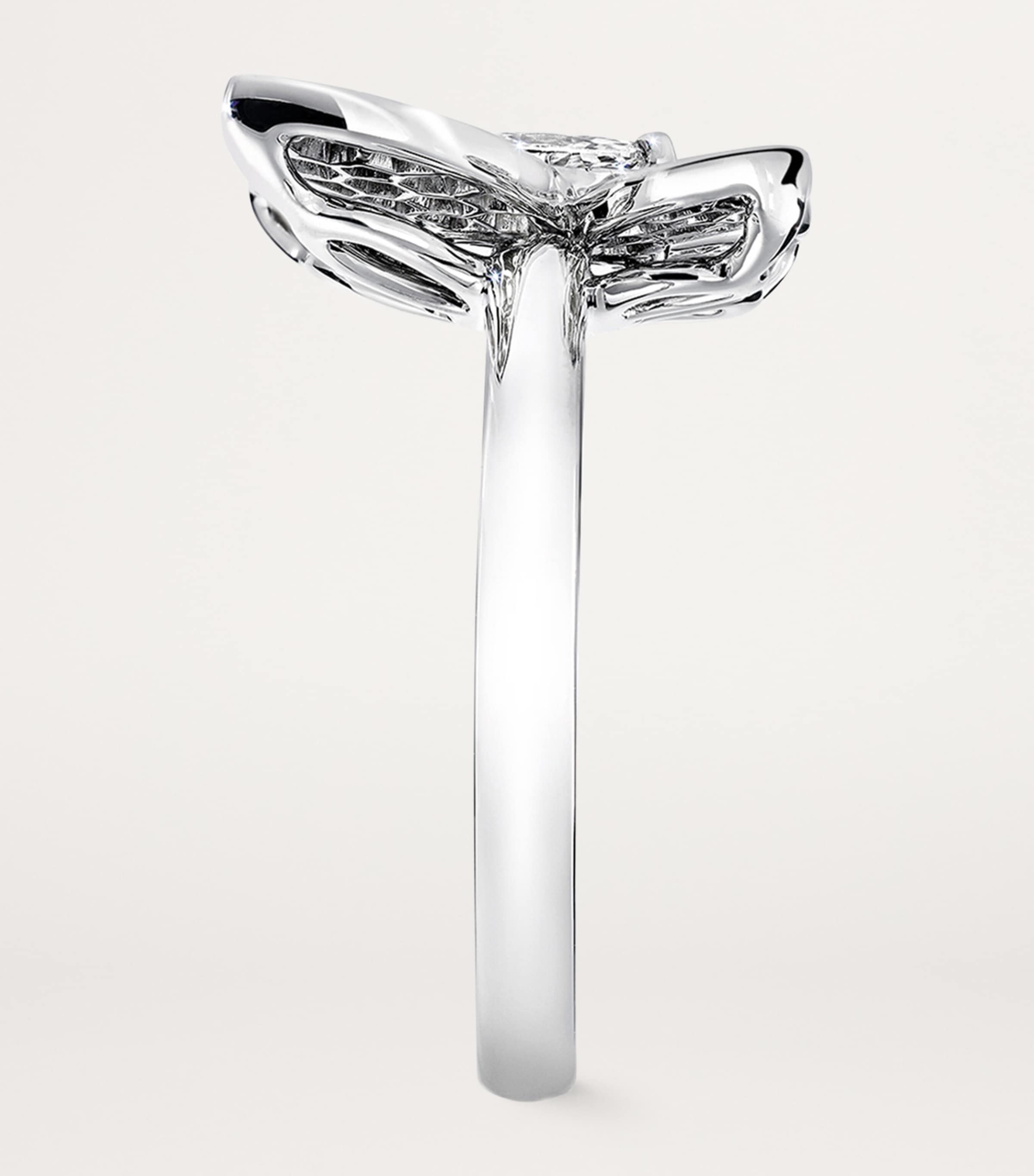 White Gold and Diamond Butterfly Ring WHITE GOLD Image 3