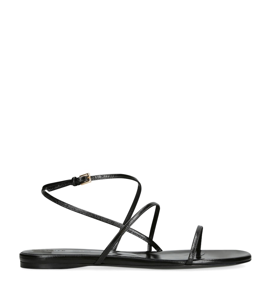 Leather Loop Flat Sandals BLACK Image 1