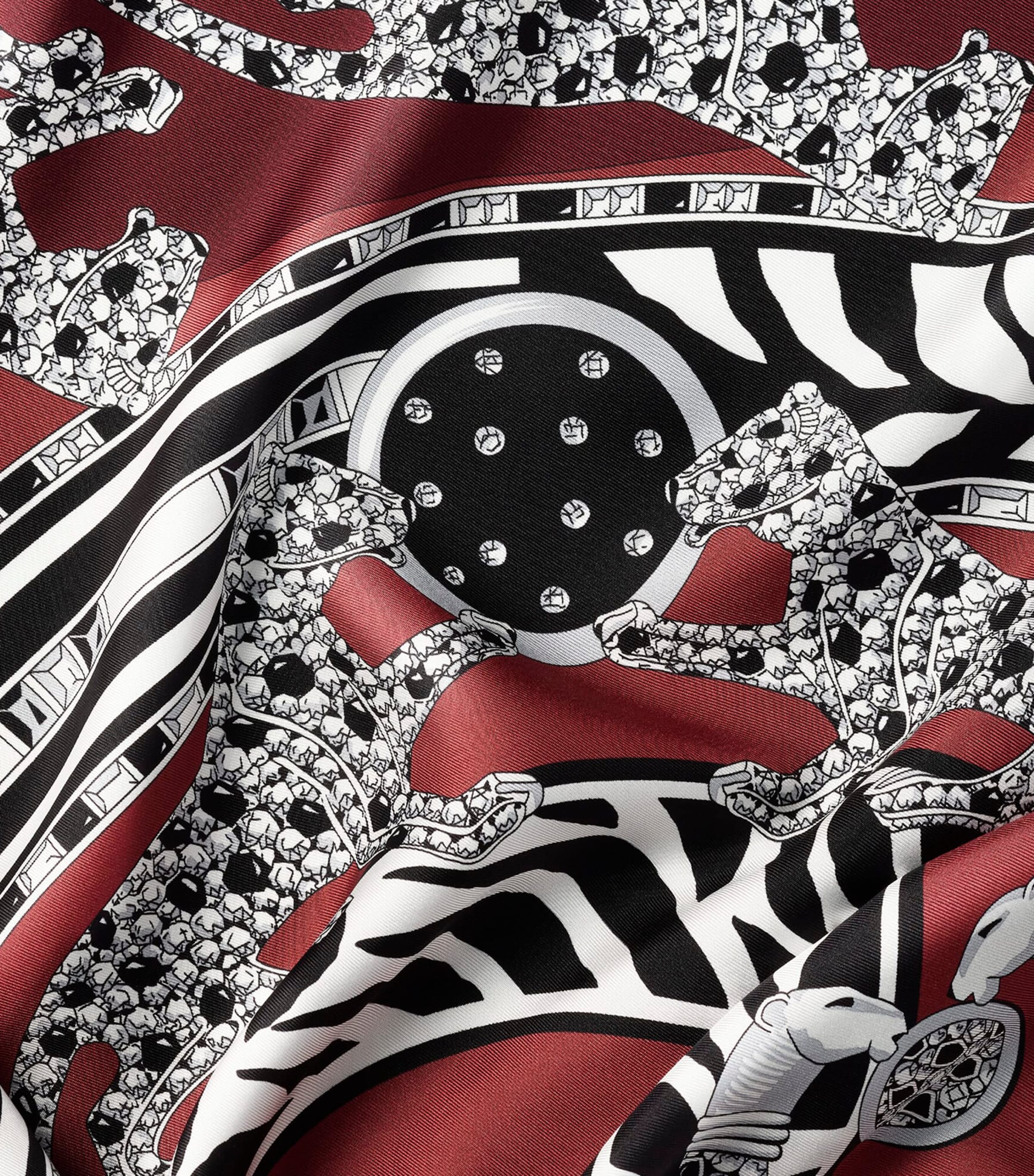 Silk Panthère Reissue Scarf  BURGUNDY Image 2