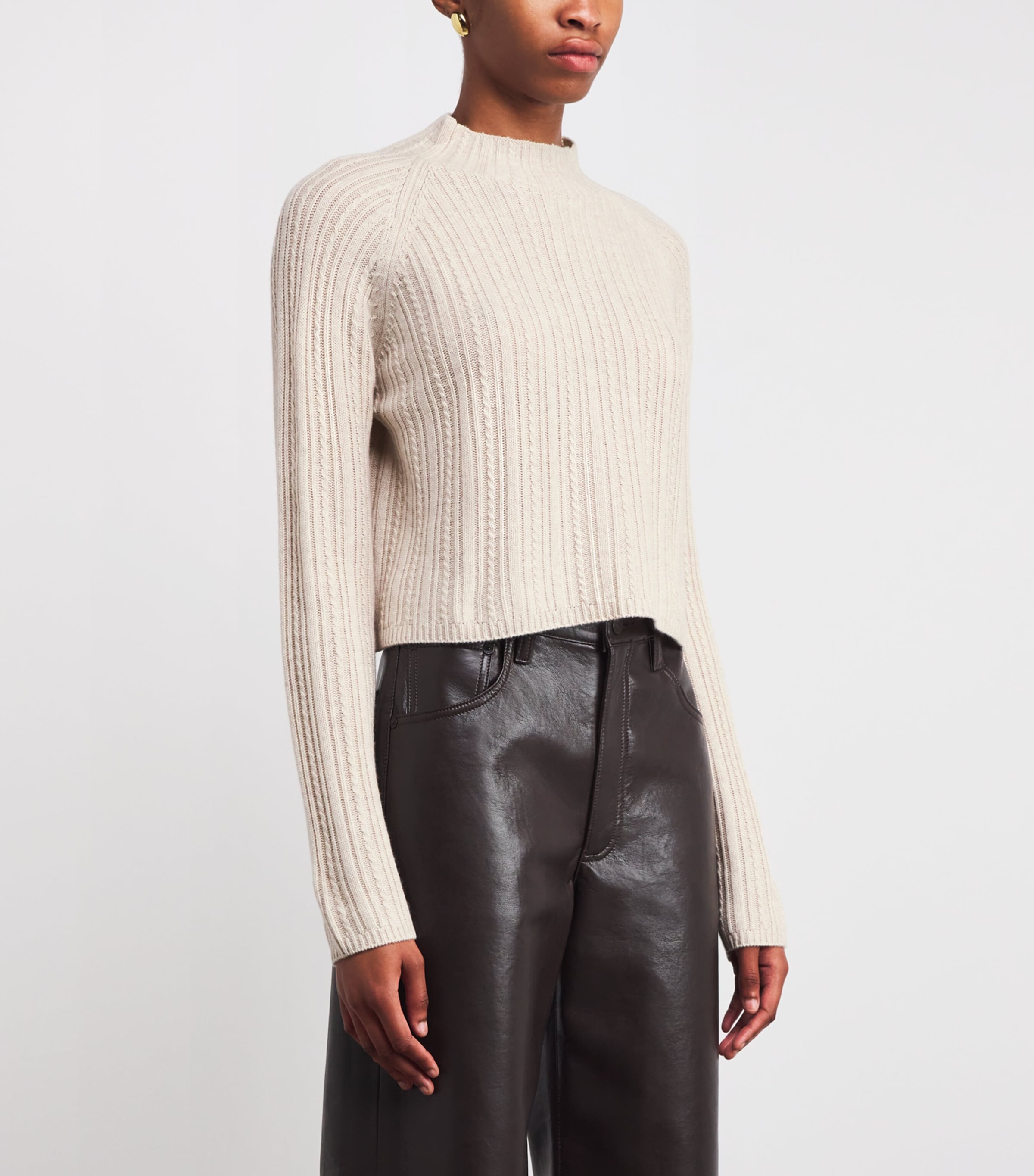 Wool-Cashmere Cable-Knit Sweater BEIGE Image 3