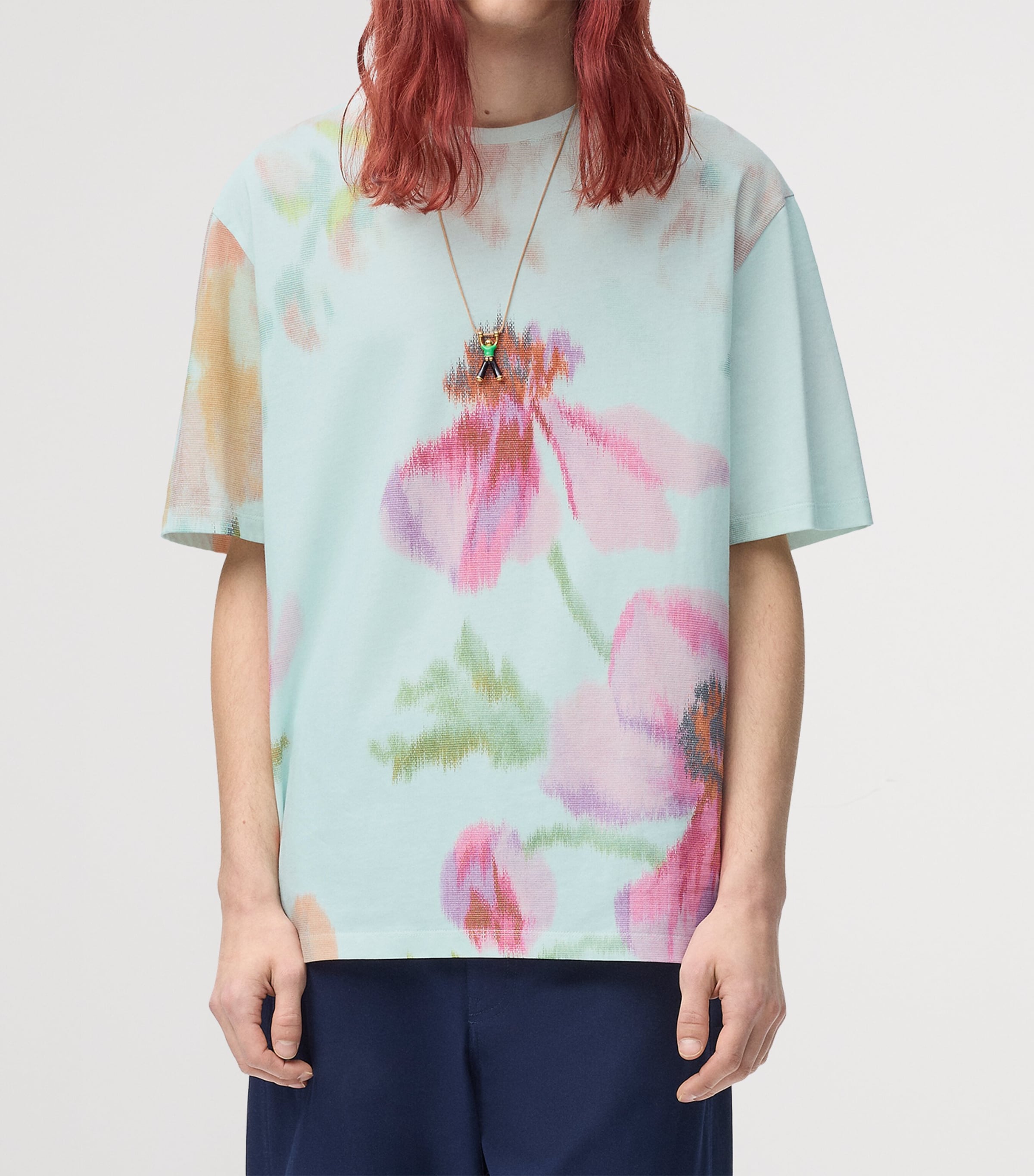 トップス Loewe Tshirt floral design L size women LOEWE Embroidered floral-print cotton-blend jersey T-shirt