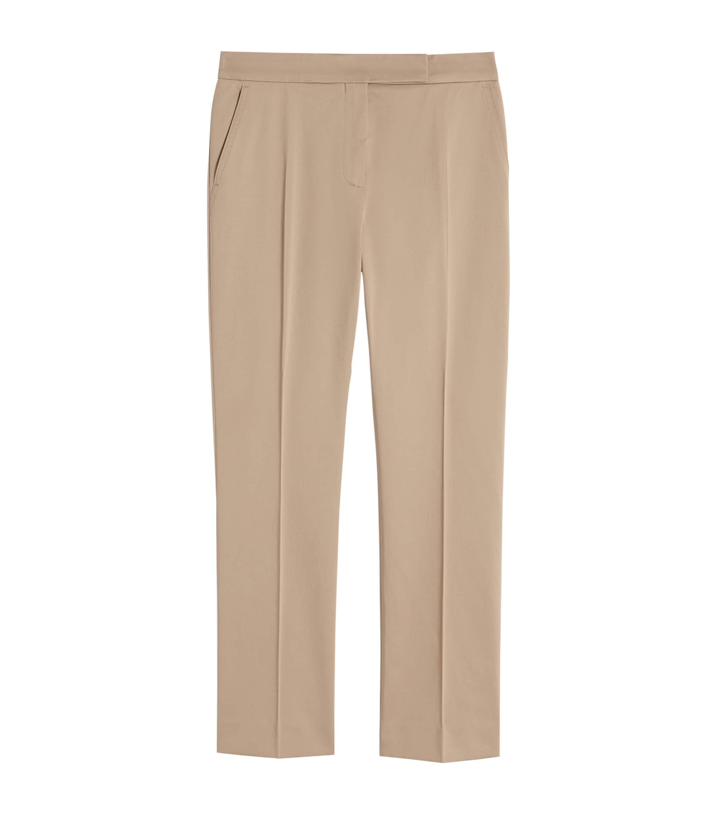 Max Mara Womens Cotton Straight Tailored Trousers Kaki Image 1