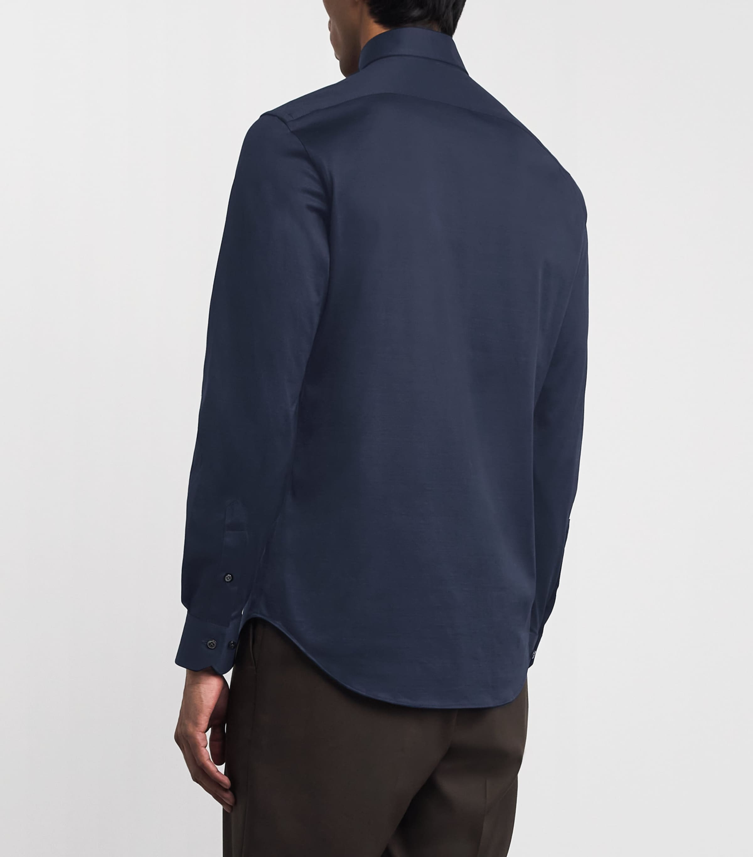 Pal Zileri Mens Cotton Jersey Shirt Blue Navy Image 5
