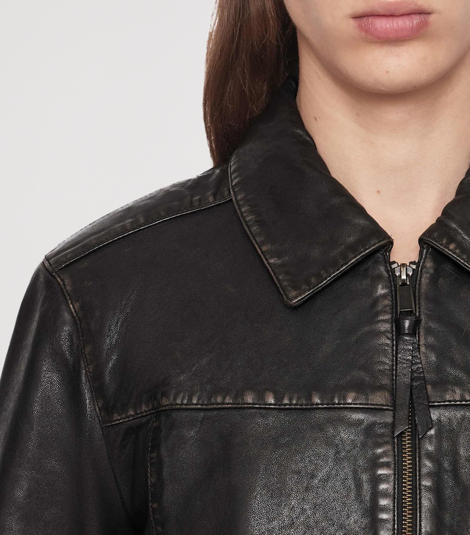 AllSaints Mens Oakland Leather Jacket Black/brown Image 7