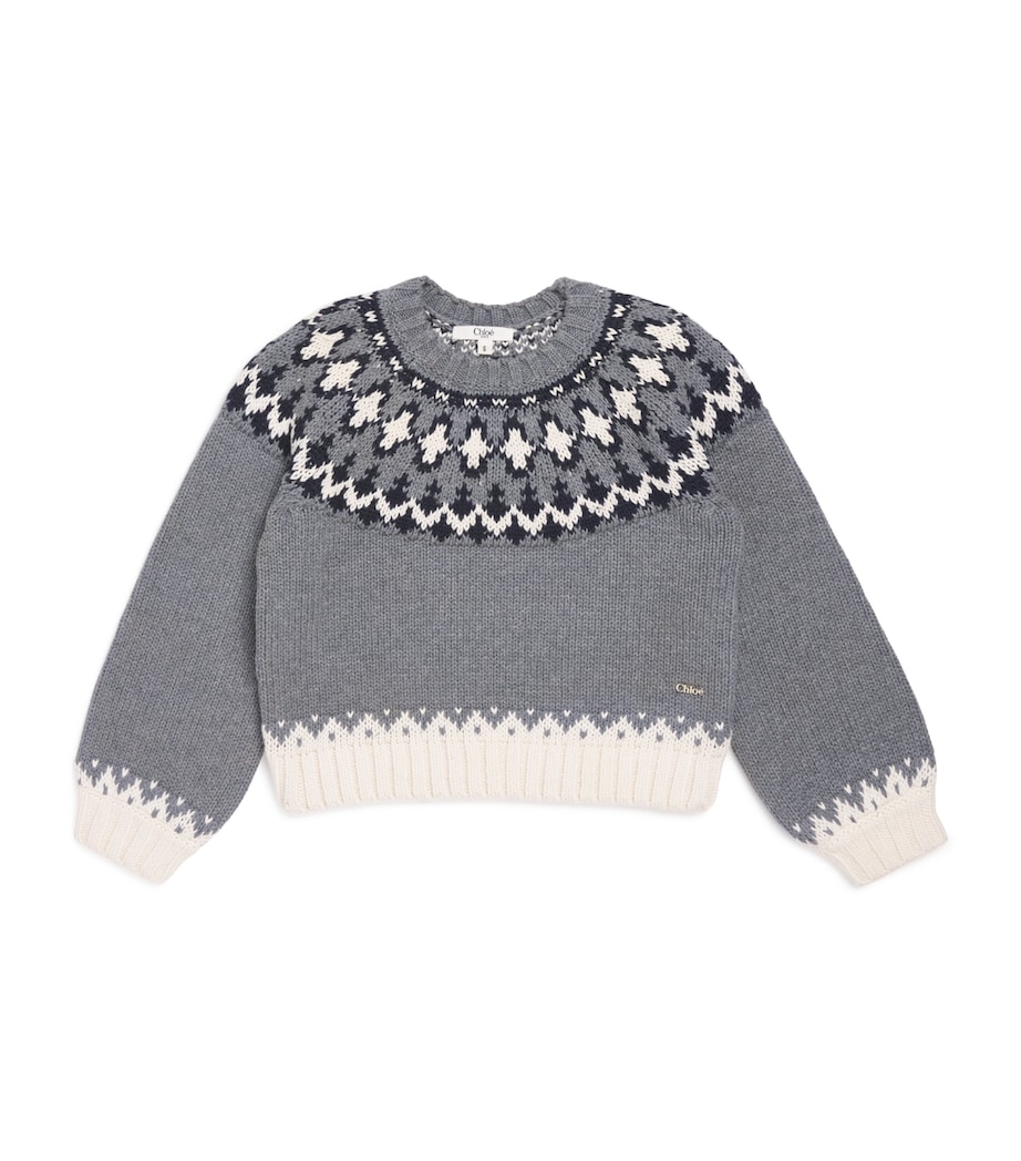 Cotton-Wool Fair Isle Sweater (4-5 Years) HEATHER GREY Image 1