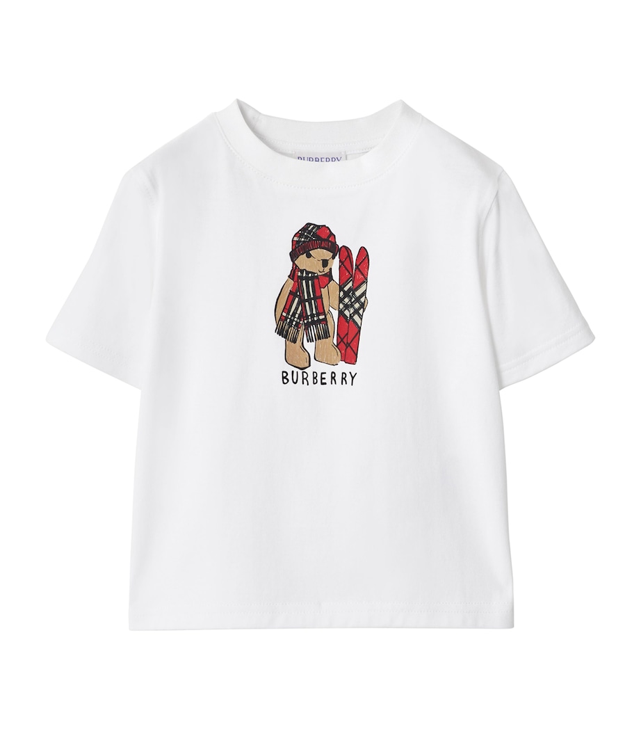 Burberry Kids Cotton Ski Bear T-Shirt (6 Months-3 Years) White Image 1