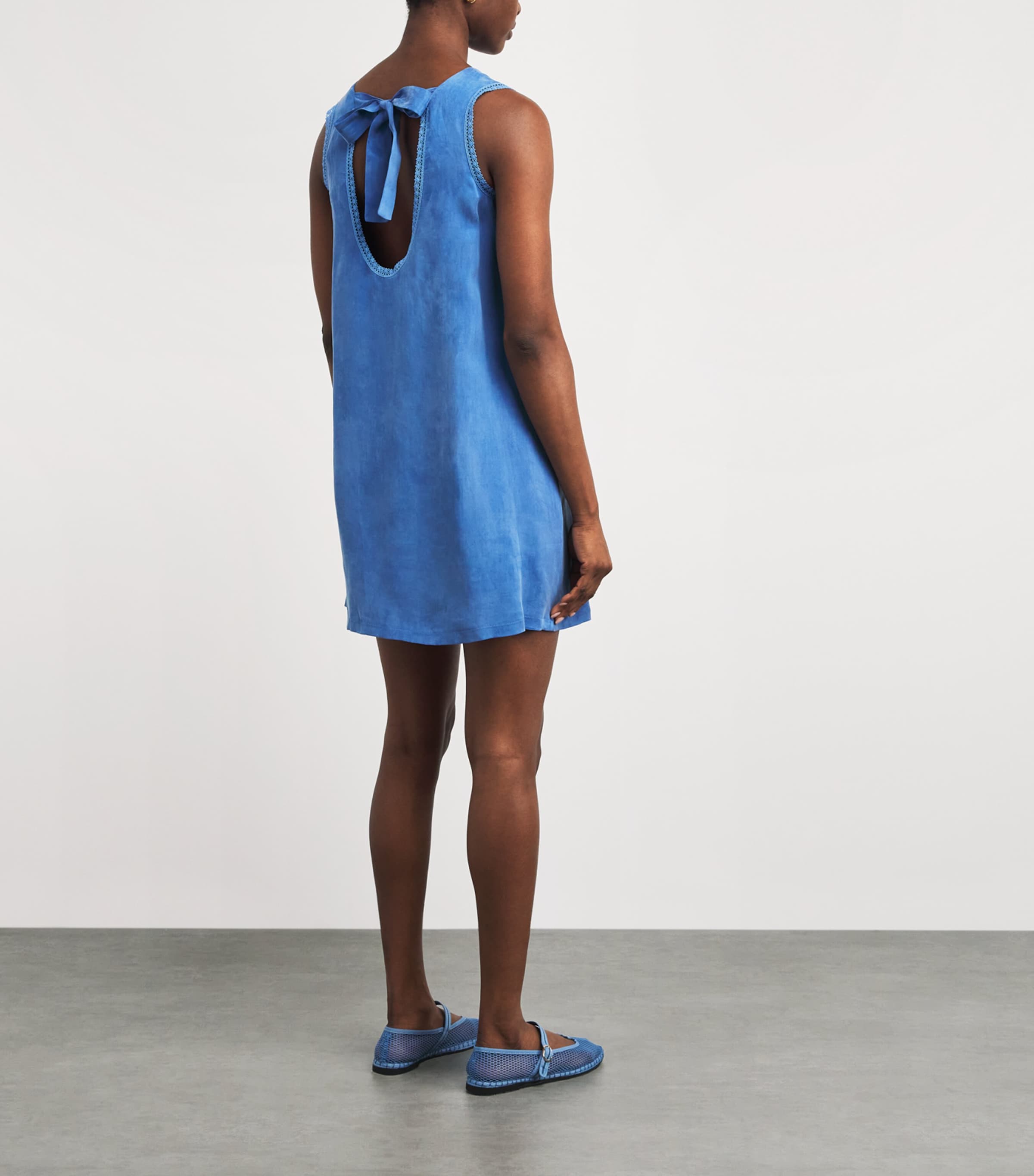 Claudie Pierlot Womens Lace-Trim Babydoll Mini Dress Amsterdam Blue Image 4
