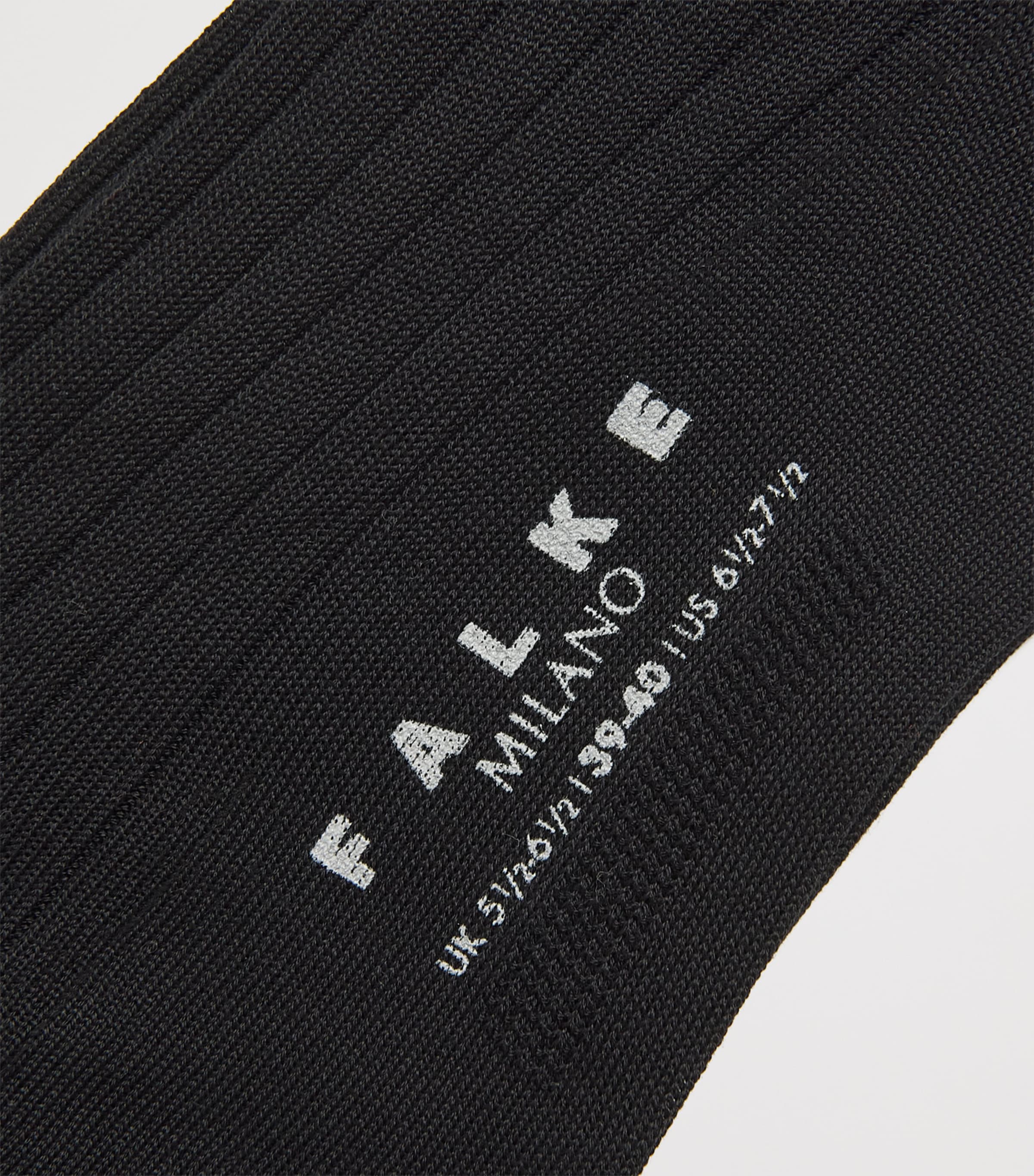 Falke Mens Milano Ribbed Socks Black Image 2
