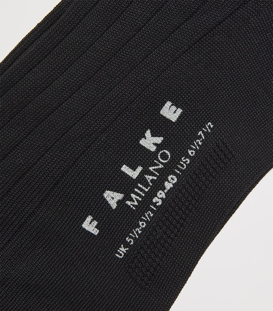 Falke Mens Milano Ribbed Socks Black Image 2