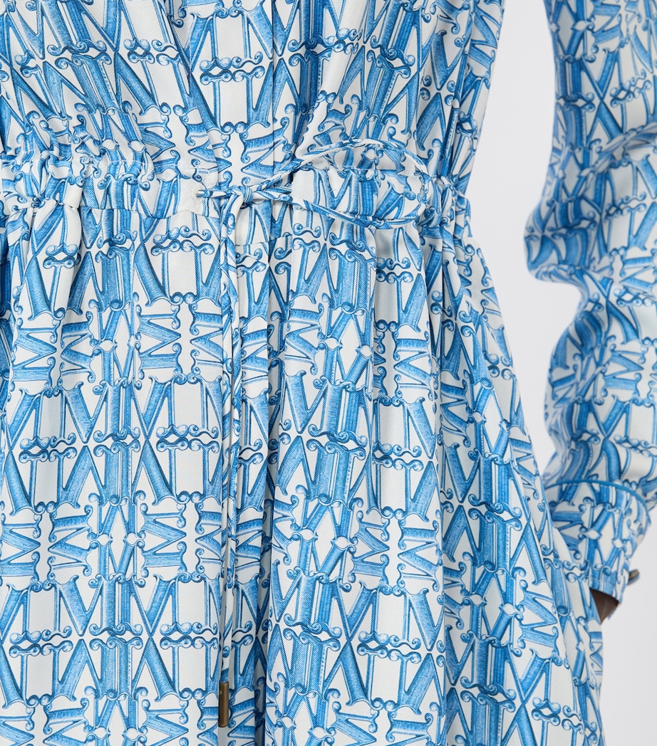 Max Mara Womens Silk Midi Shirt Dress Ocean Image 5