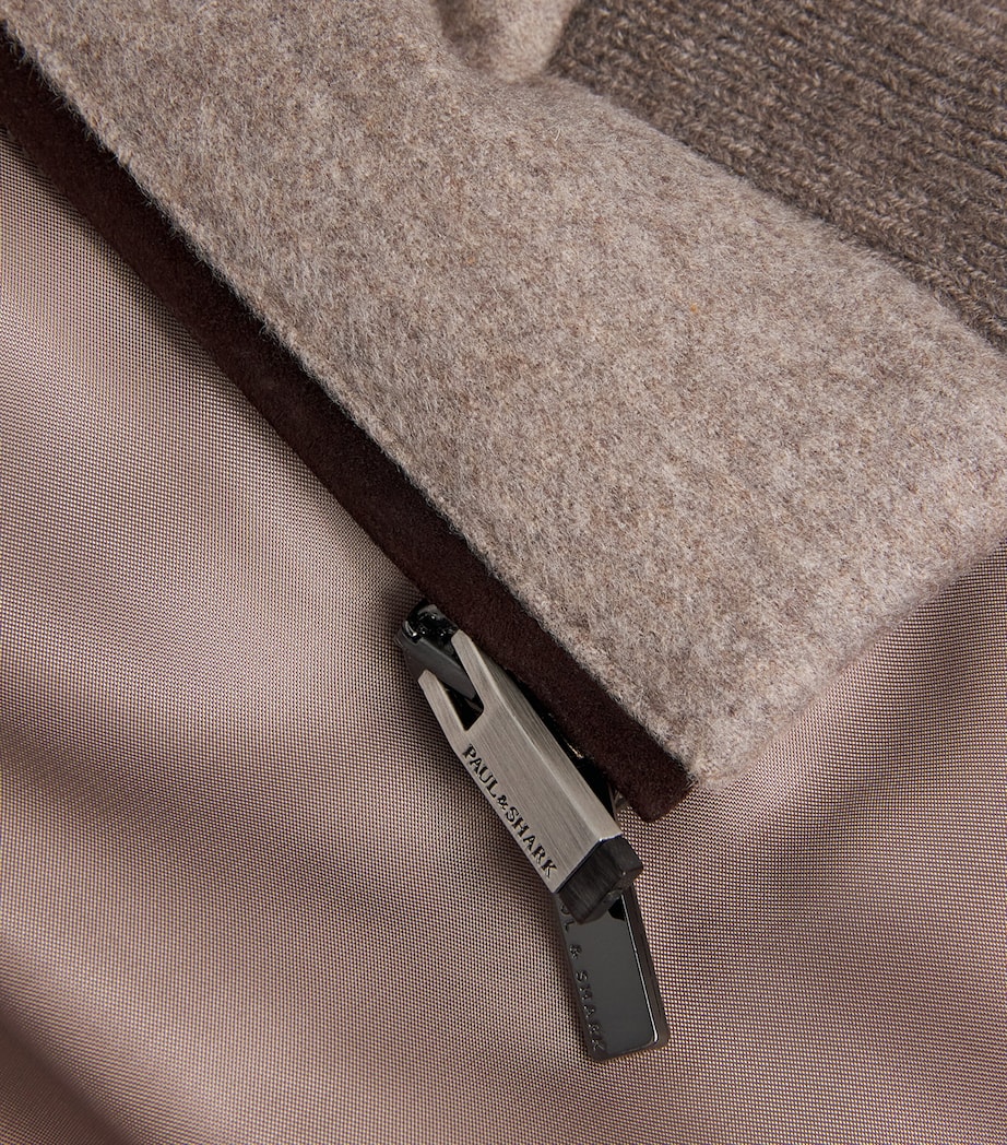 Paul & Shark Mens Cashmere Padded Bomber Jacket Beige Image 6