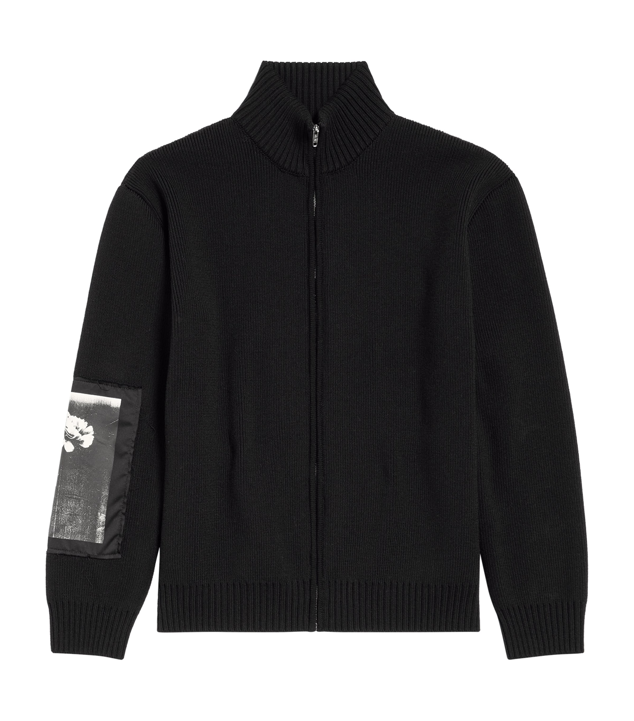 Balenciaga Mens Wool Artwork Patch Zip-Up Jacket Image 1