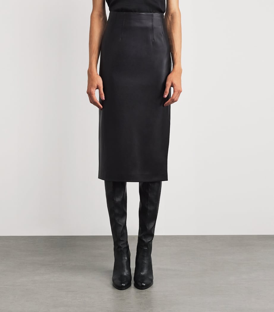 Faux Leather Holmes Midi Skirt BLACK Image 3