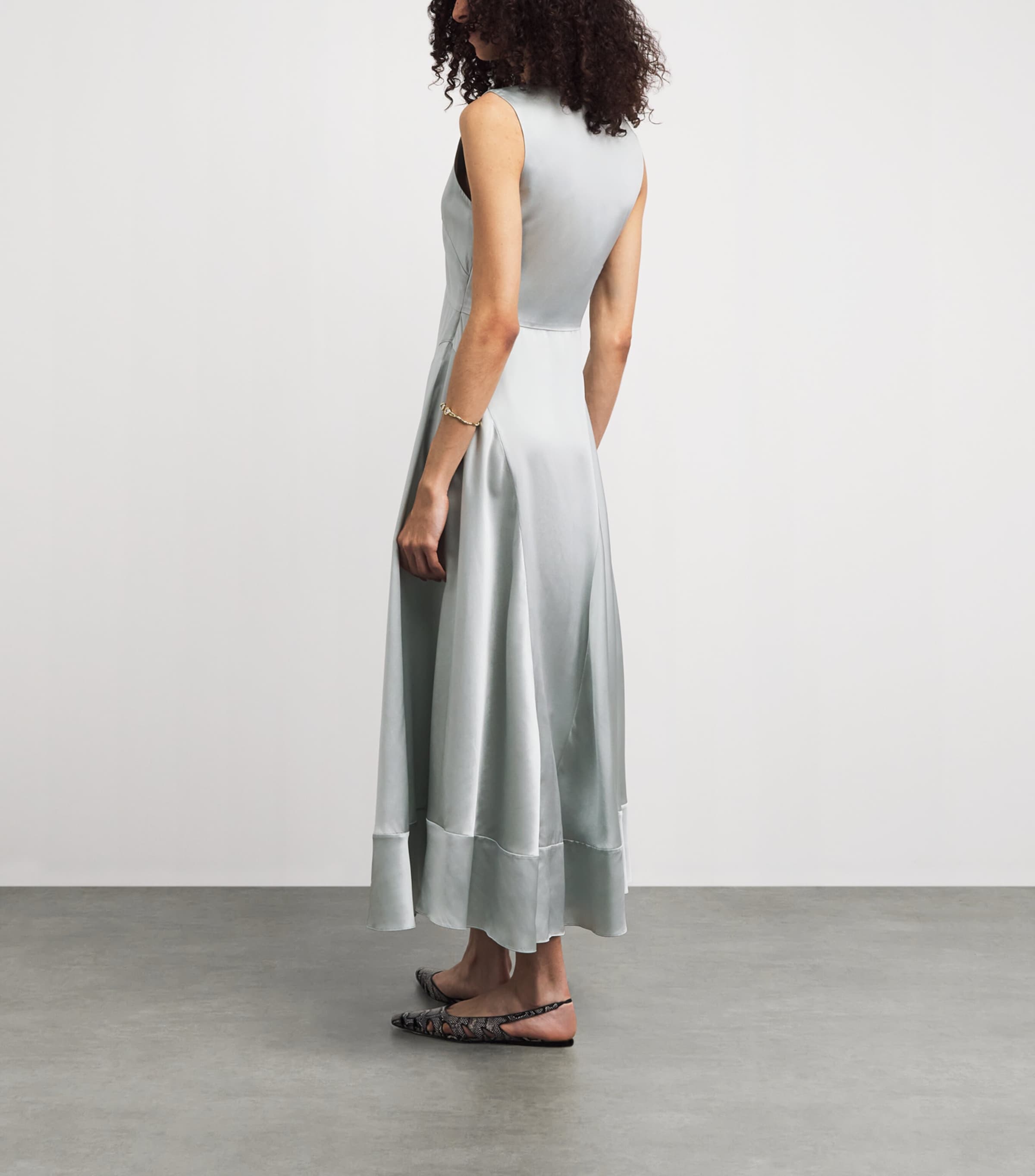 Laura Pitharas Womens Silk Slip Maxi Dress Exclusive Ice Blue Image 5