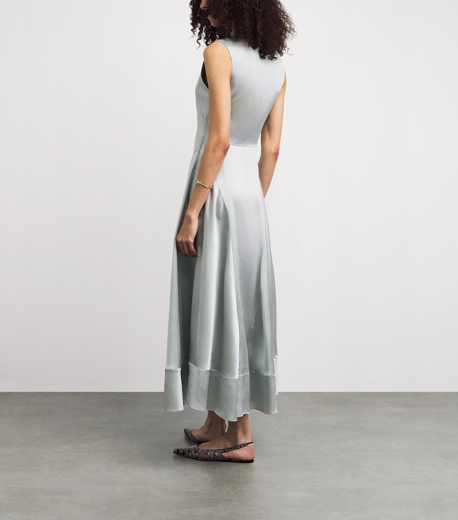Laura Pitharas Womens Silk Slip Maxi Dress Exclusive Ice Blue Image 5