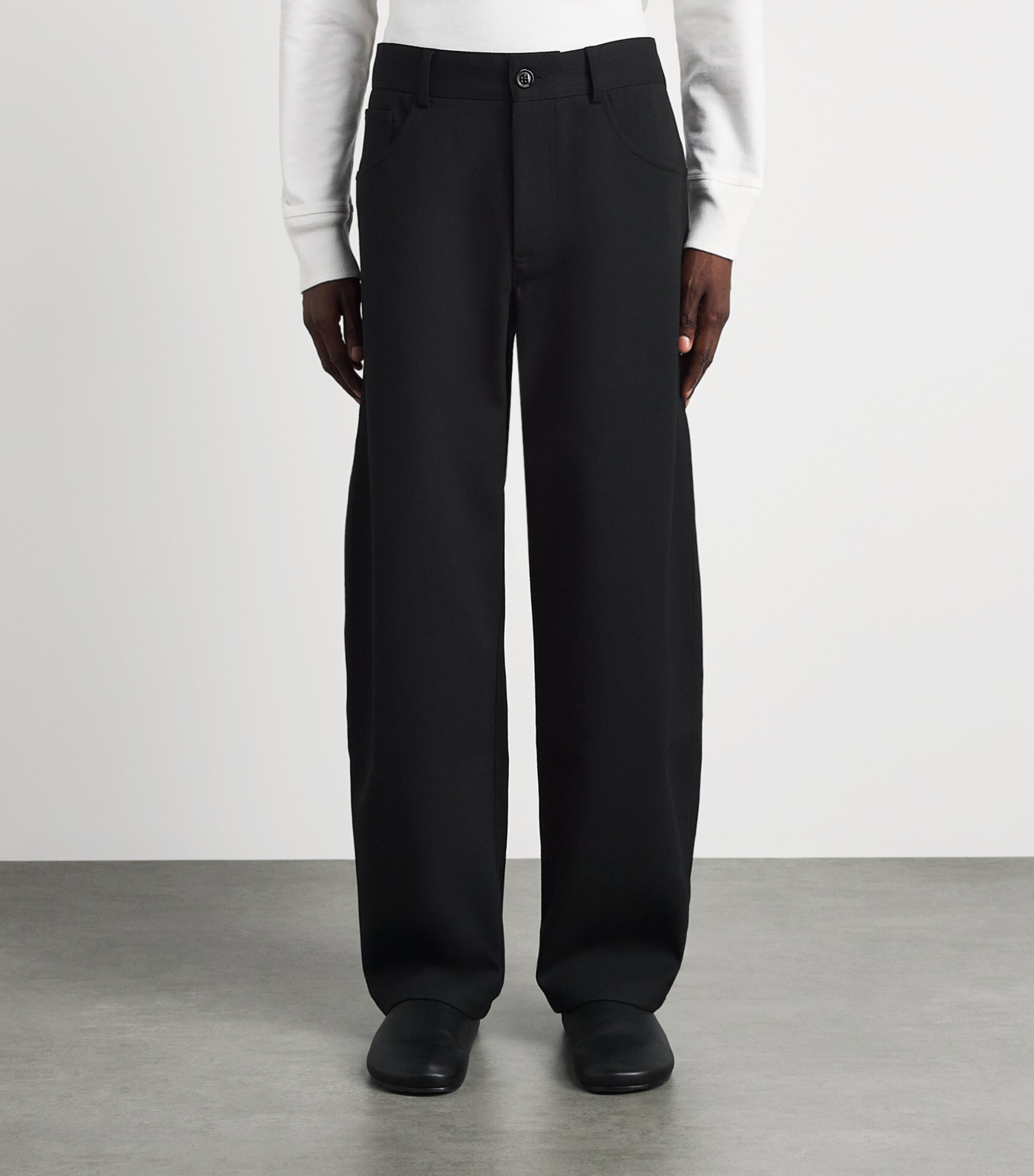 Séfr Mens Barrel-Leg Oktai Trousers Sturdy Black Twill Image 4
