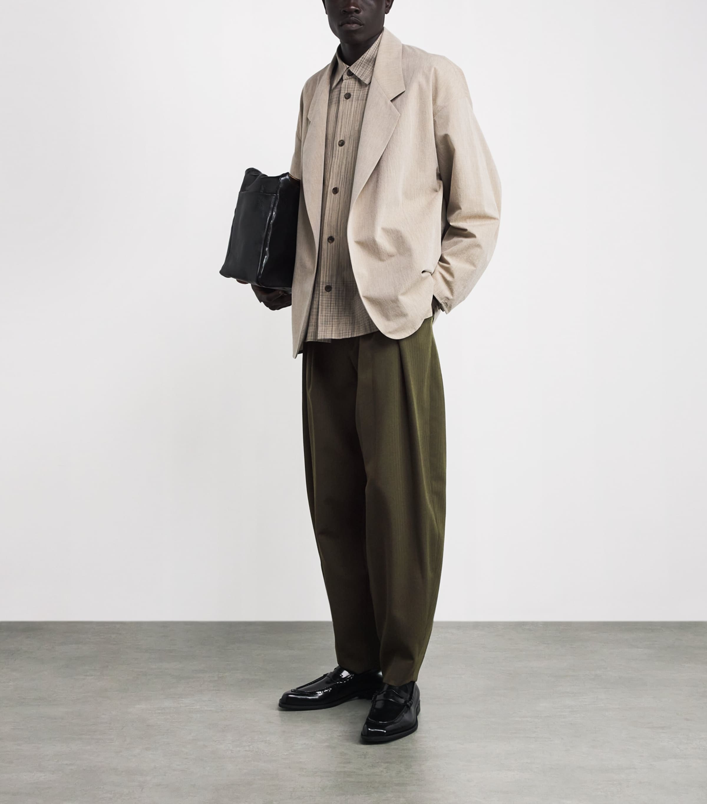 Comme Des Garçons Homme Plus Green Wool Pleated Wide-Leg Trousers