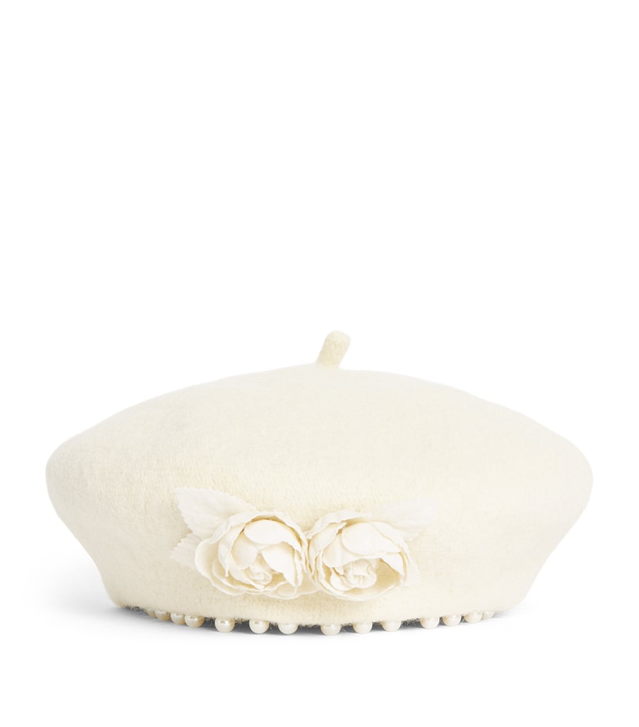 Monnalisa Felt Floral Beret Panna Image 1