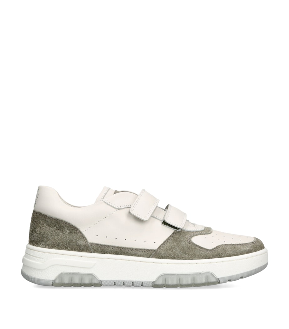 Brunello Cucinelli Kids Leather Suede-Trim Velcro Sneakers White/oth Image 1