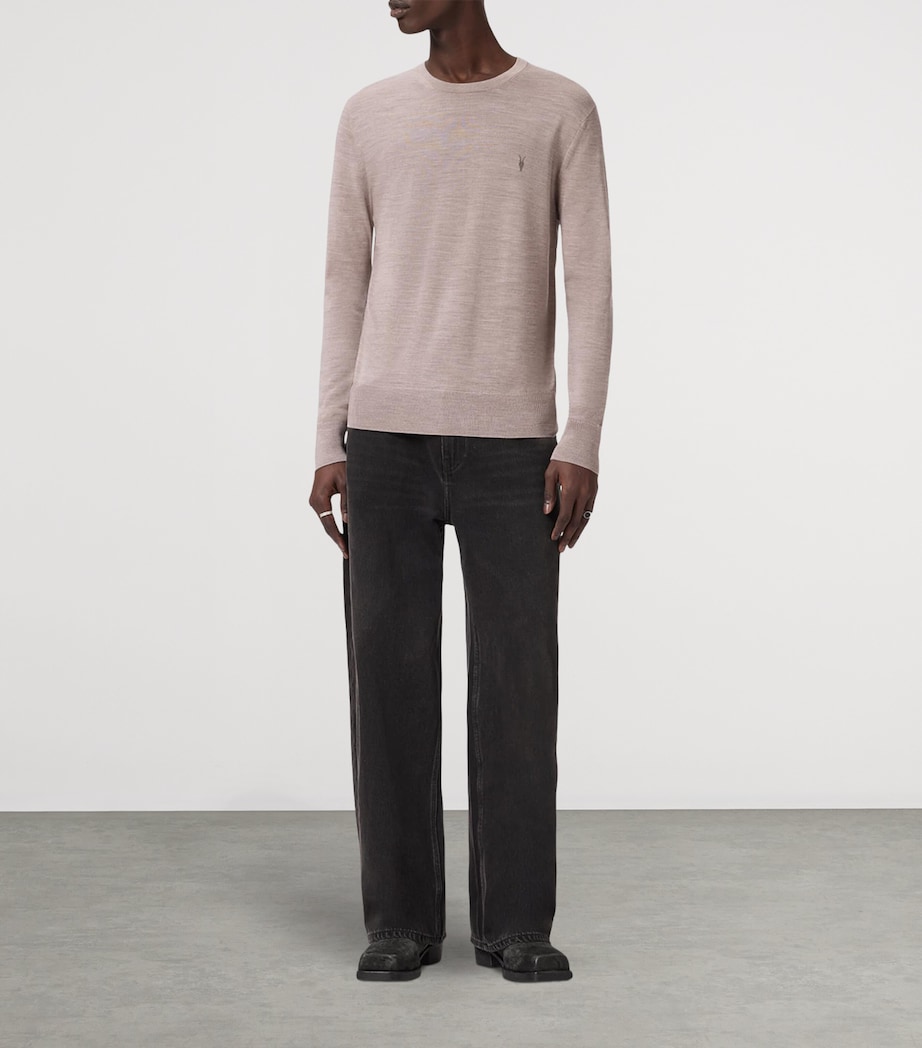 AllSaints Mens Merino Wool Mode Sweater Stone Taupe Image 2