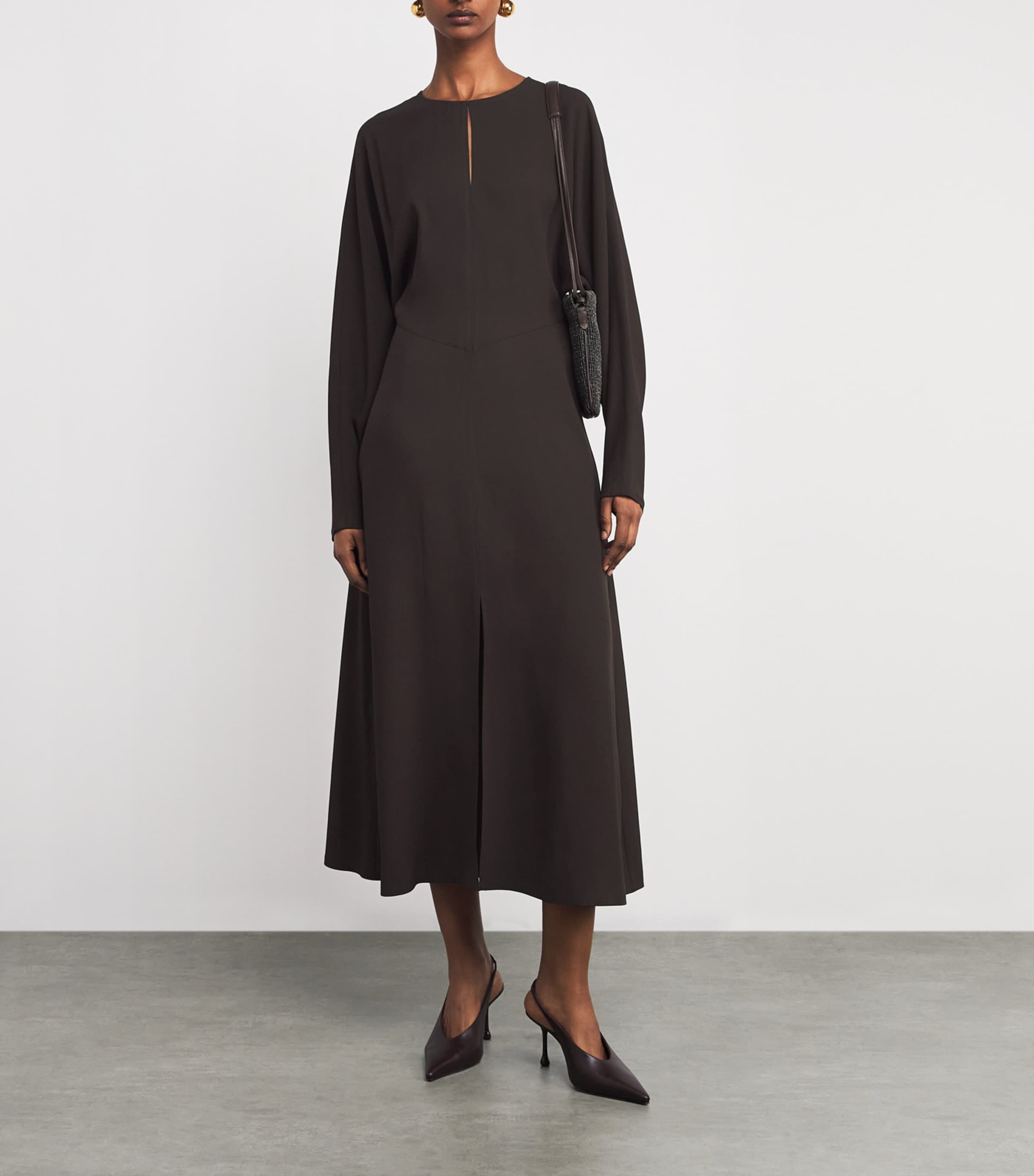 Crepe Hills Midi Dress COCOA Image 2