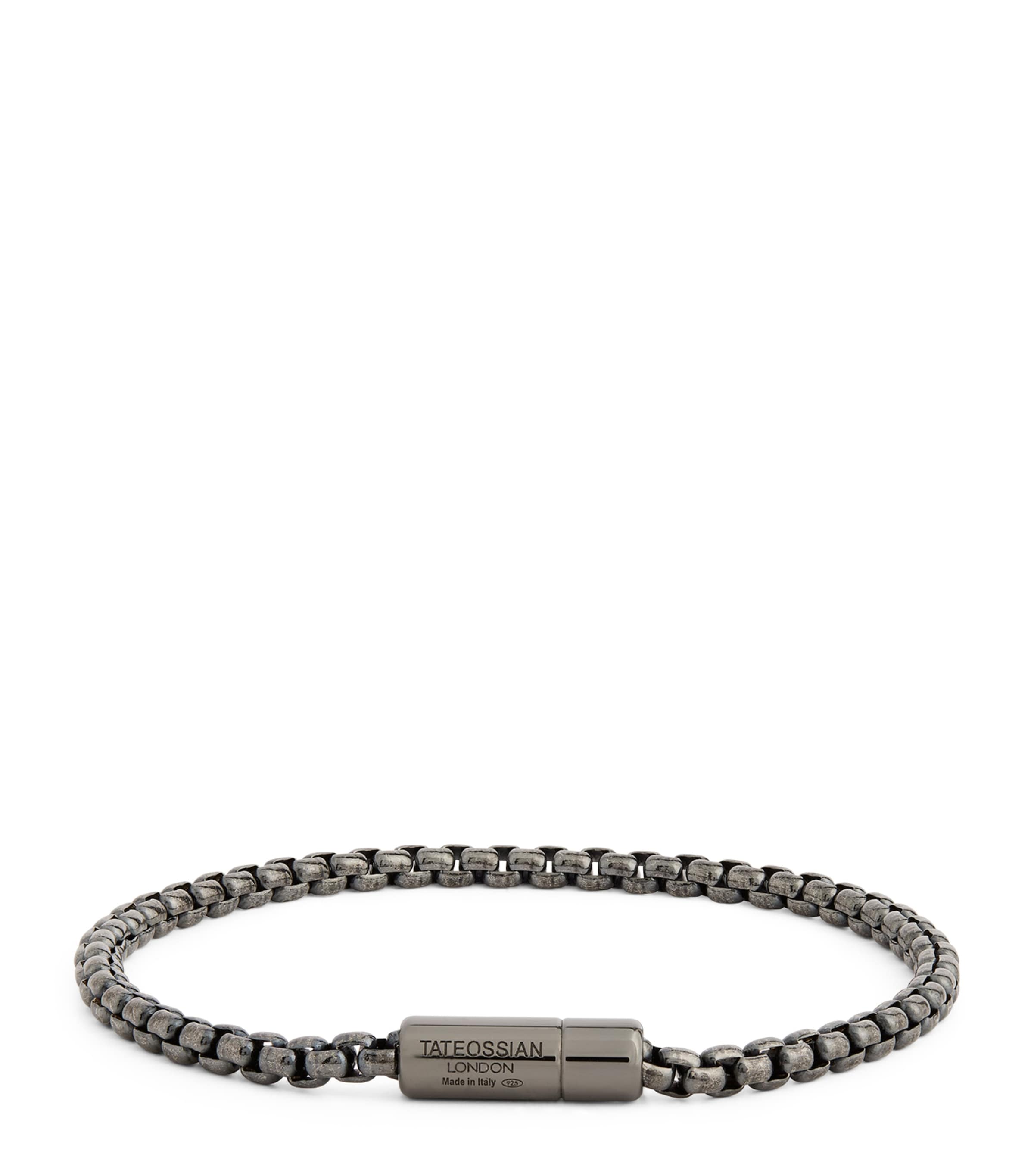 Tateossian Rhodium-plated Box-chain Bracelet In Silver