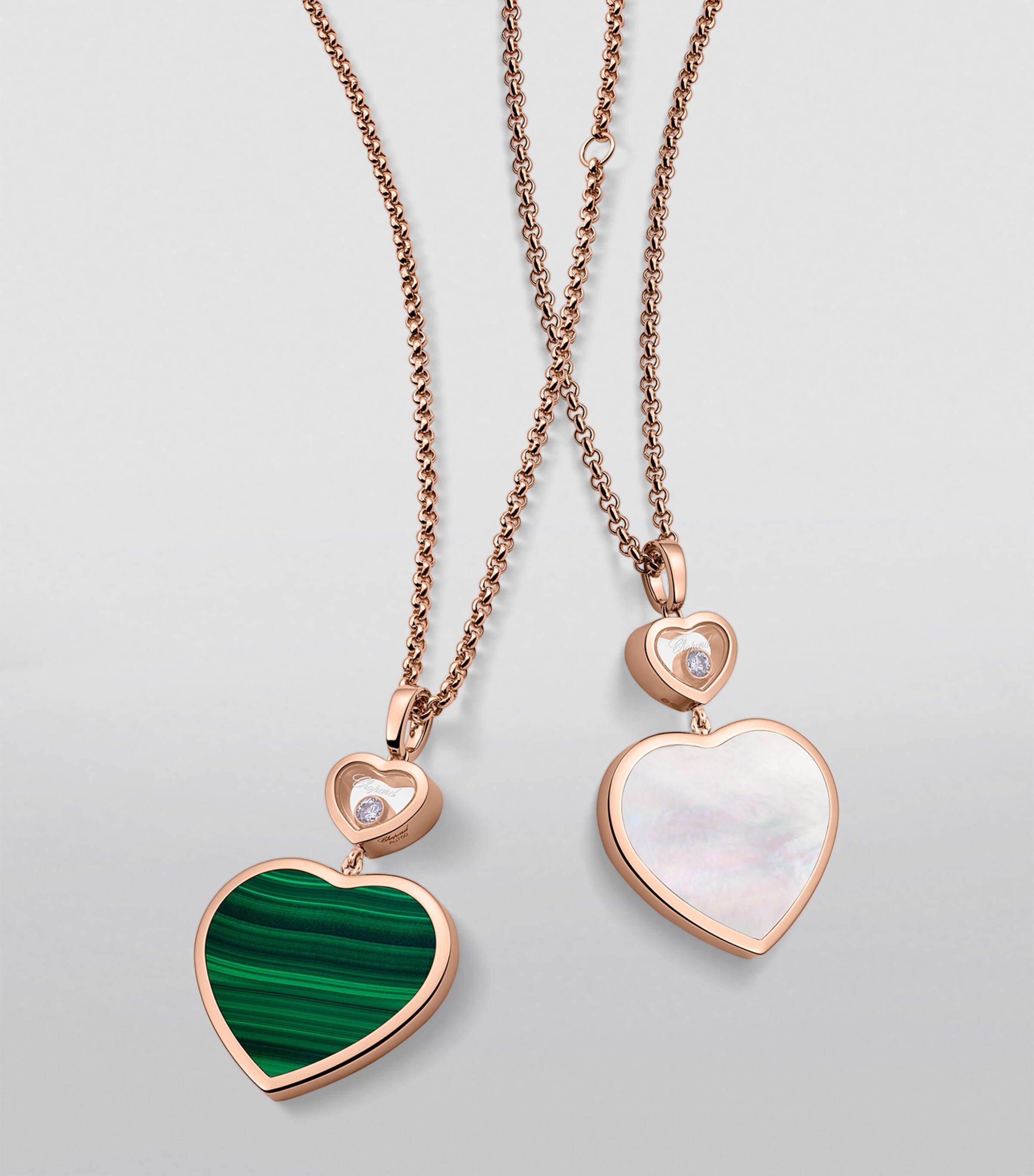 Chopard Rose Gold, Diamond and Malachite Happy Hearts Pendant Necklace Rose Gold Image 5
