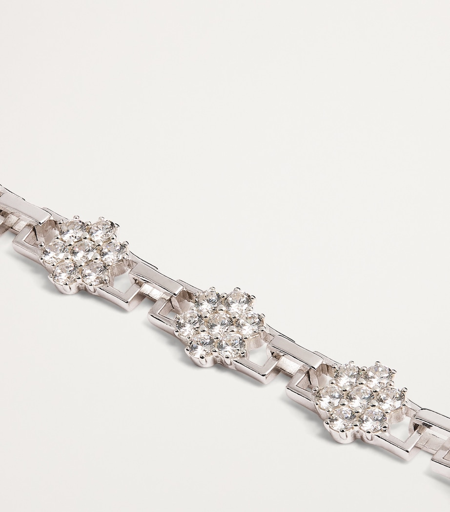 Sterling Silver Daisy Tennis Bracelet ST SLVR/WHITE Image 3