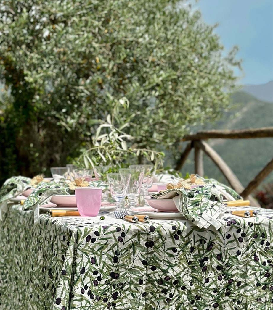 Linen L'Olivier Tablecloth (165cm x 380cm) GREEN Image 3