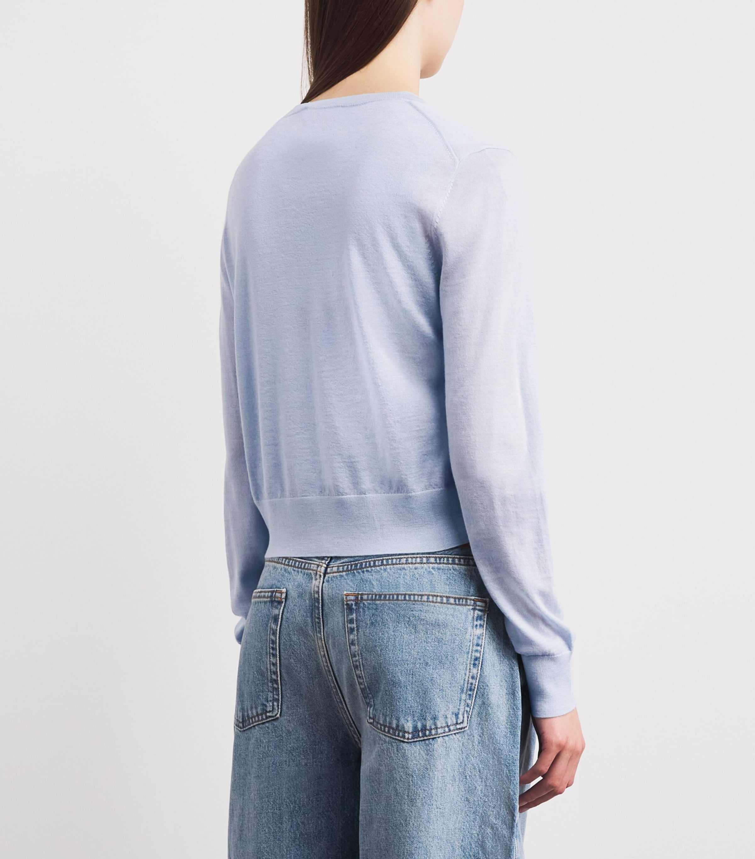 ANINE BING Womens Wool-Cashmere Moni Cardigan Pale Blue Image 5