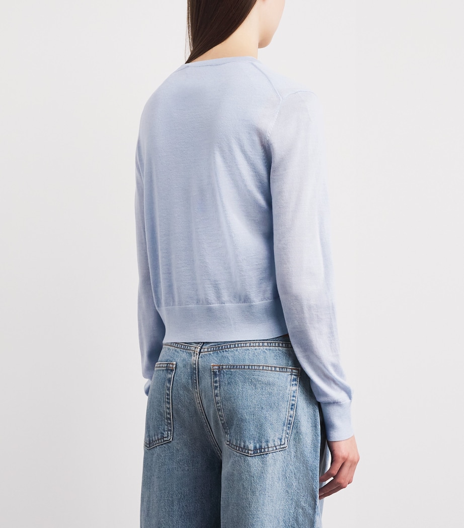 ANINE BING Womens Wool-Cashmere Moni Cardigan Pale Blue Image 5