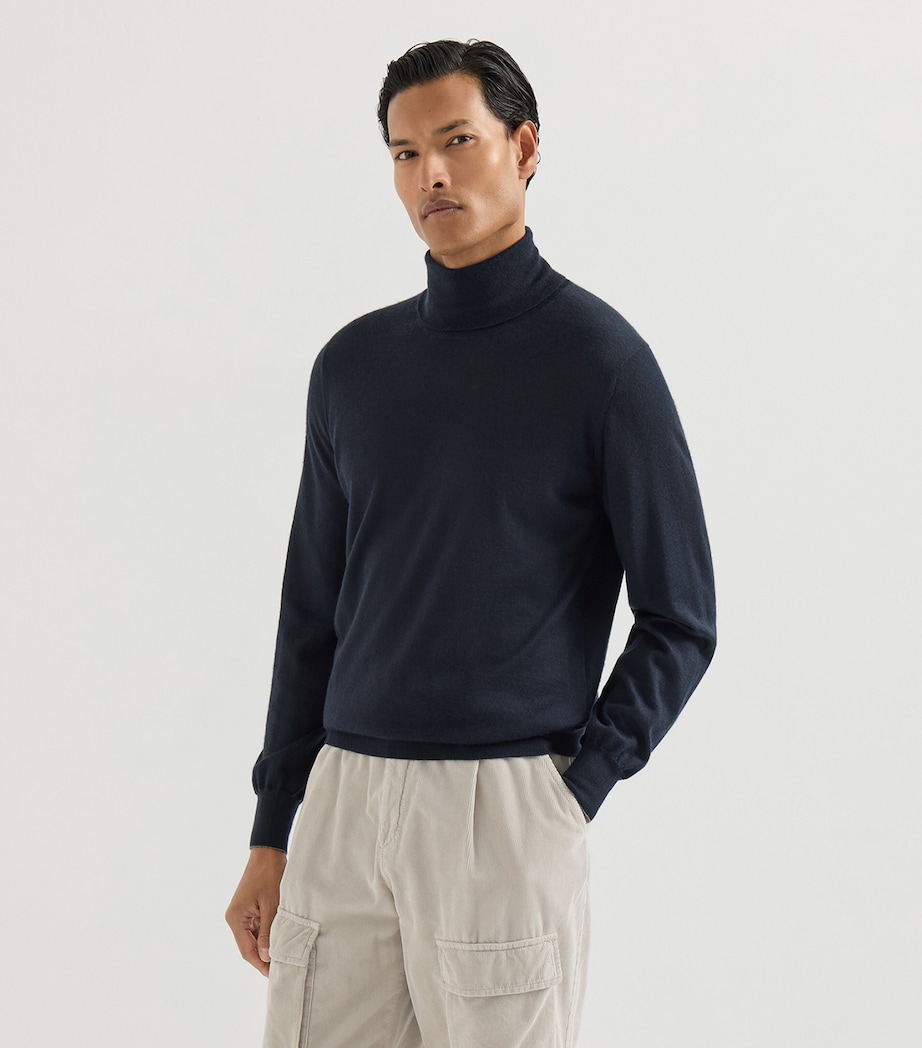 Brunello Cucinelli Mens Cashmere-Silk Rollneck Sweater Image 4