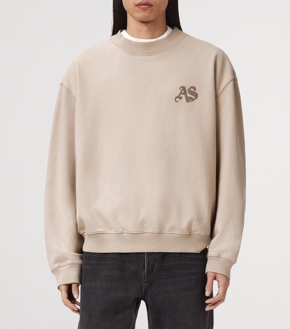 AllSaints Mens Organic Cotton Icon Sweatshirt Sandstone Brown Image 3