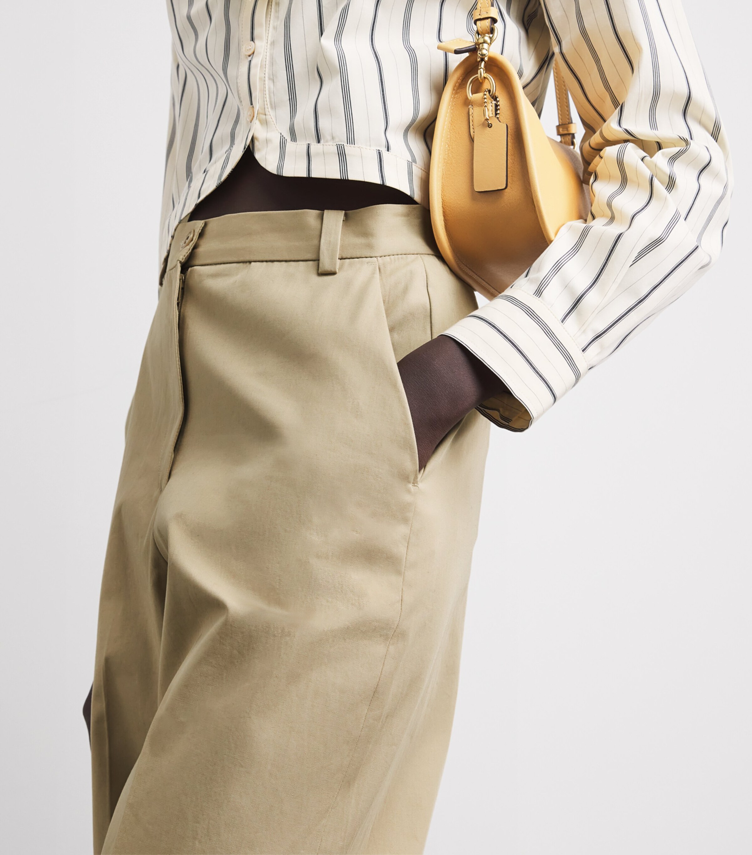 Claudie Pierlot Cotton Straight Trousers Beige Image 3