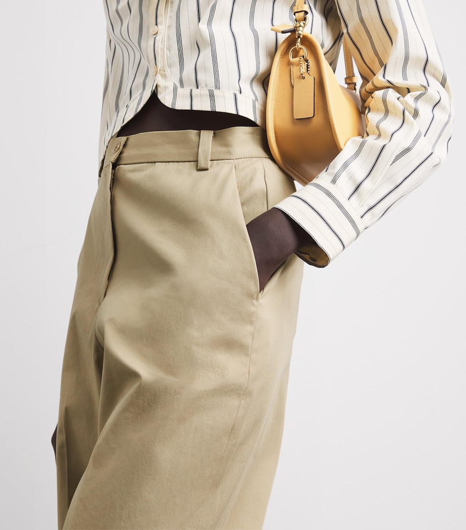 Claudie Pierlot Cotton Straight Trousers Beige Image 3