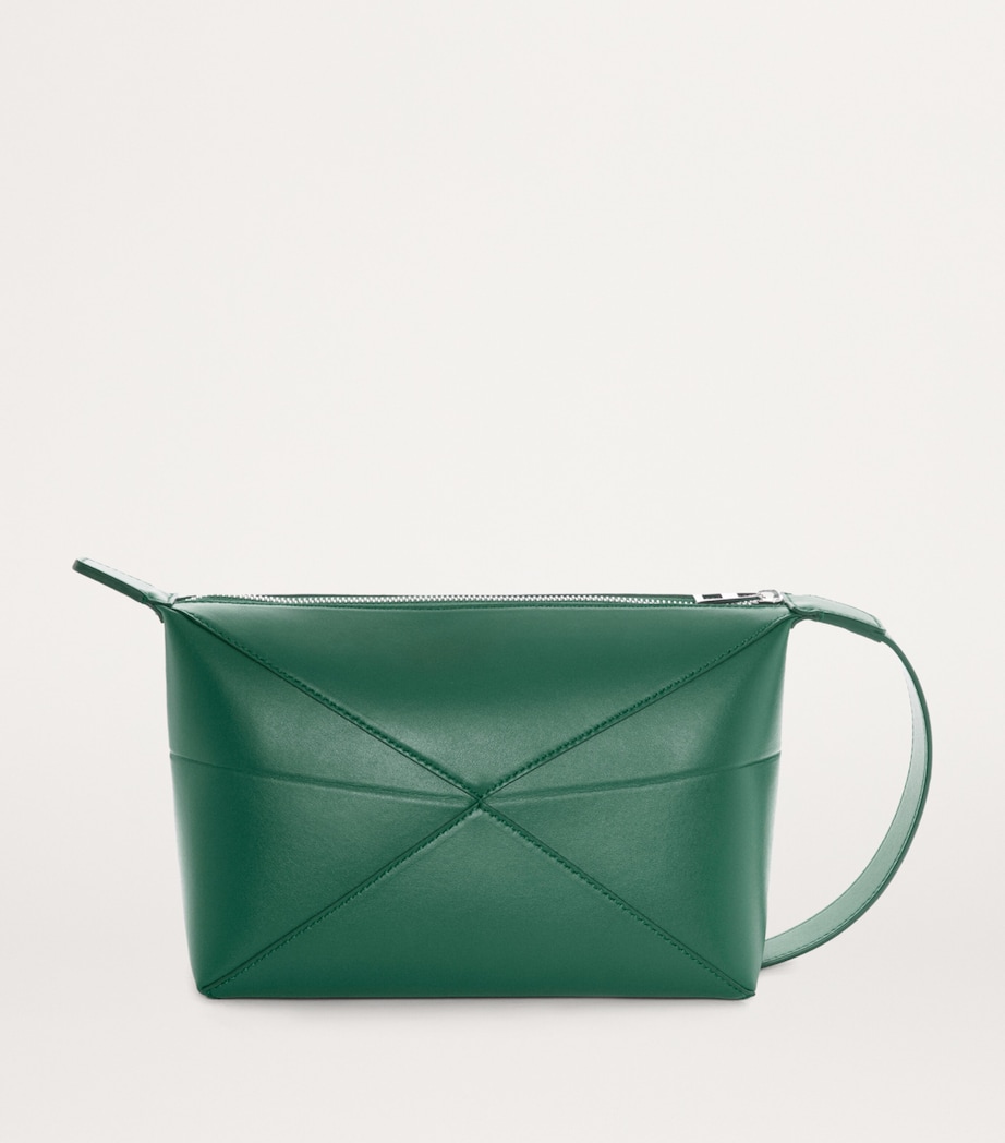 LOEWE Leather Puzzle Fold Wash Bag Evergreen Image 2