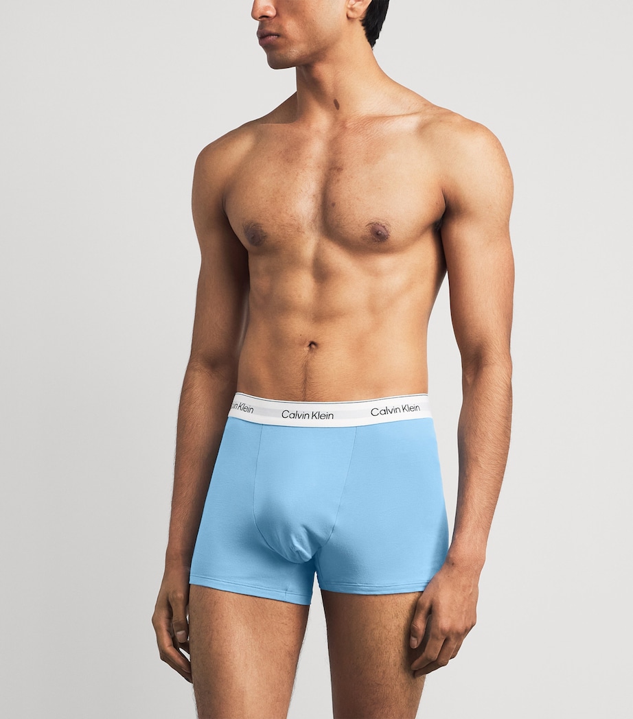 Calvin Klein Mens Stretch-Cotton Relaxed Icon Trunks (Pack of 3) Tkm Pink/blue/grey Image 2