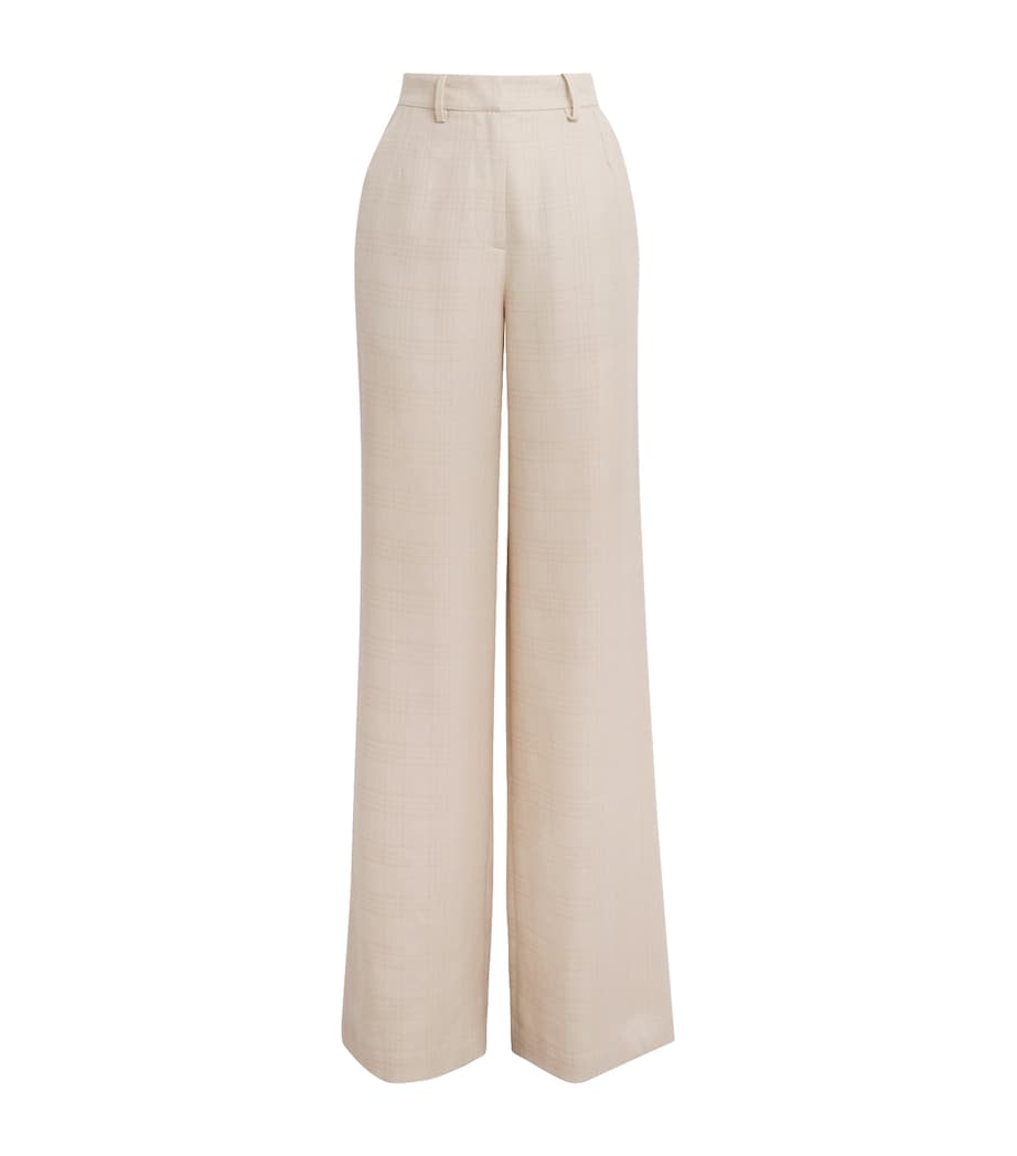 Colombo Womens Cashmere-Silk Wide-Leg Trousers Sand Image 1