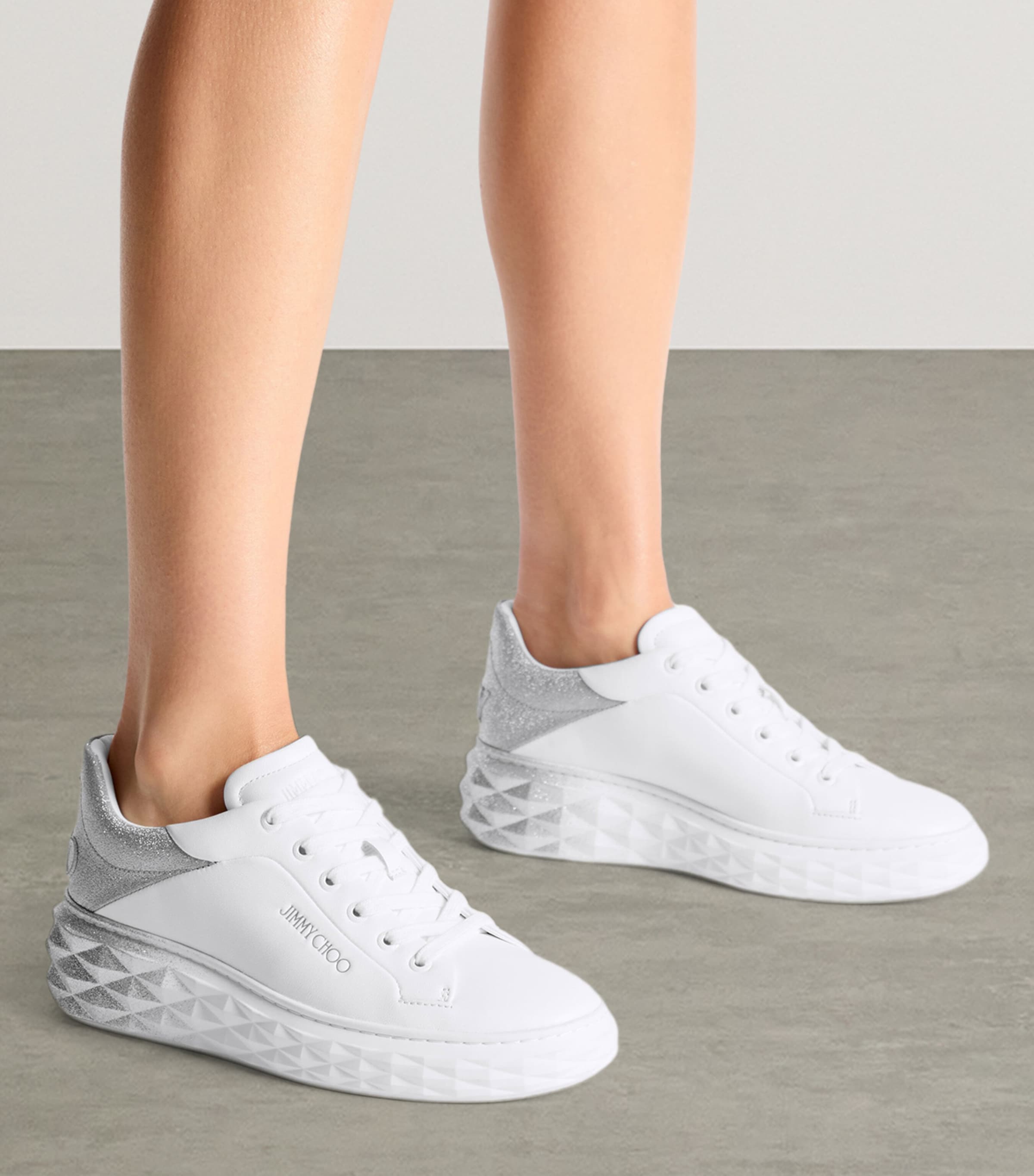 Diamond Maxi Leather Sneakers X WHITE/SILVER Image 2