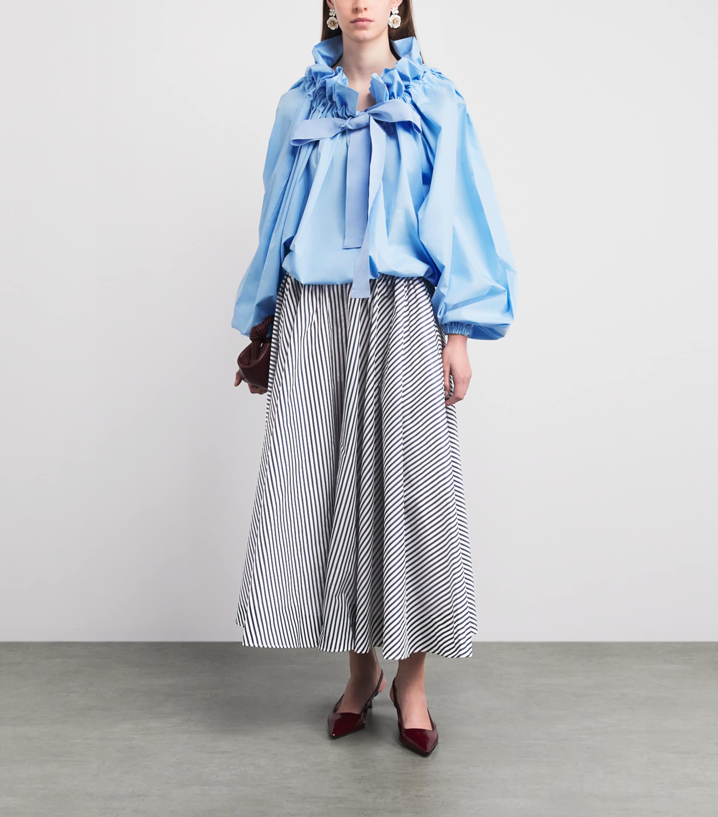 Patou Womens Stripe Midi Skirt Offshore Stripe Image 2