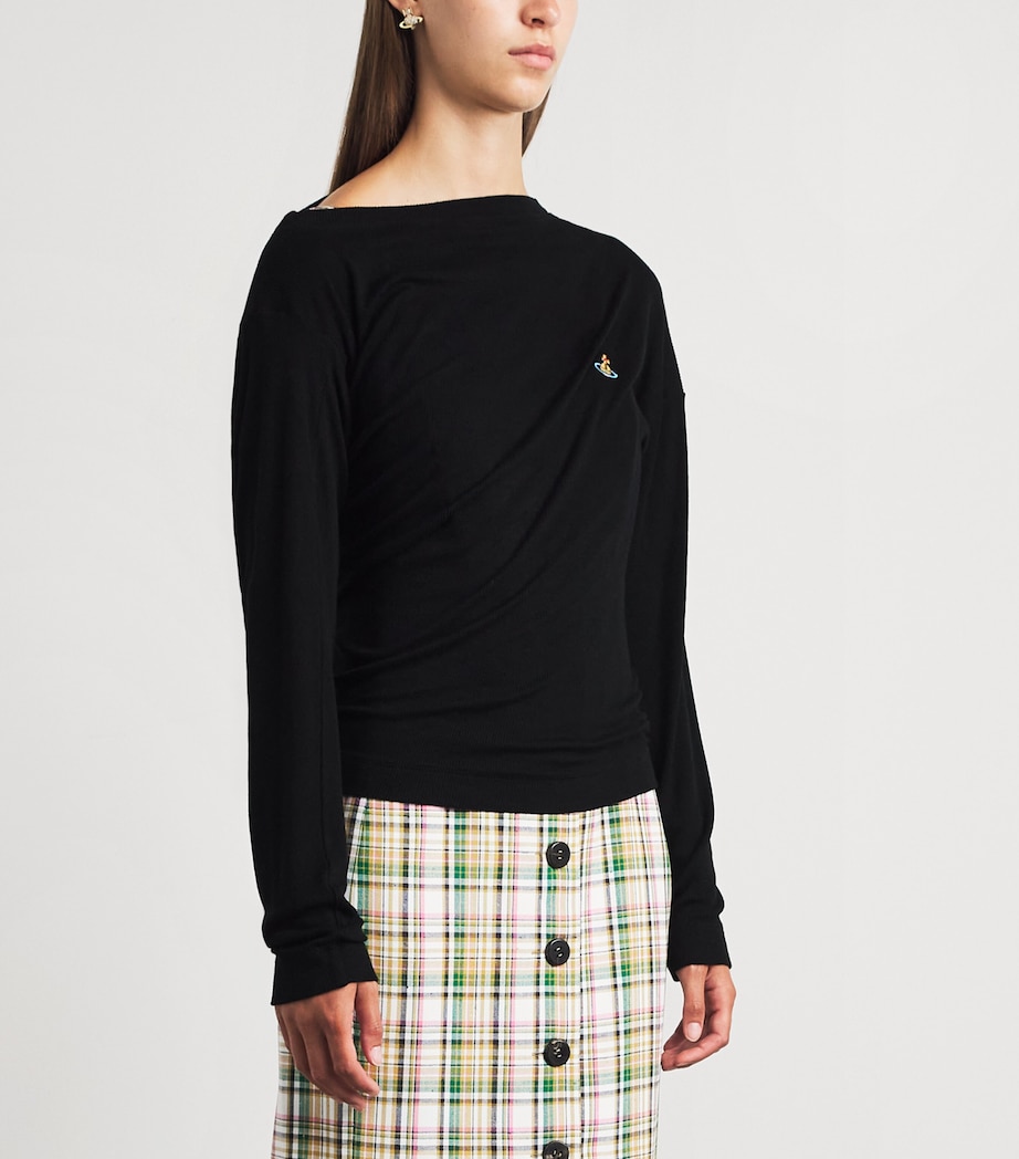 Vivienne Westwood Womens Ribbed Hebo Long-Sleeve T-Shirt Black Image 4