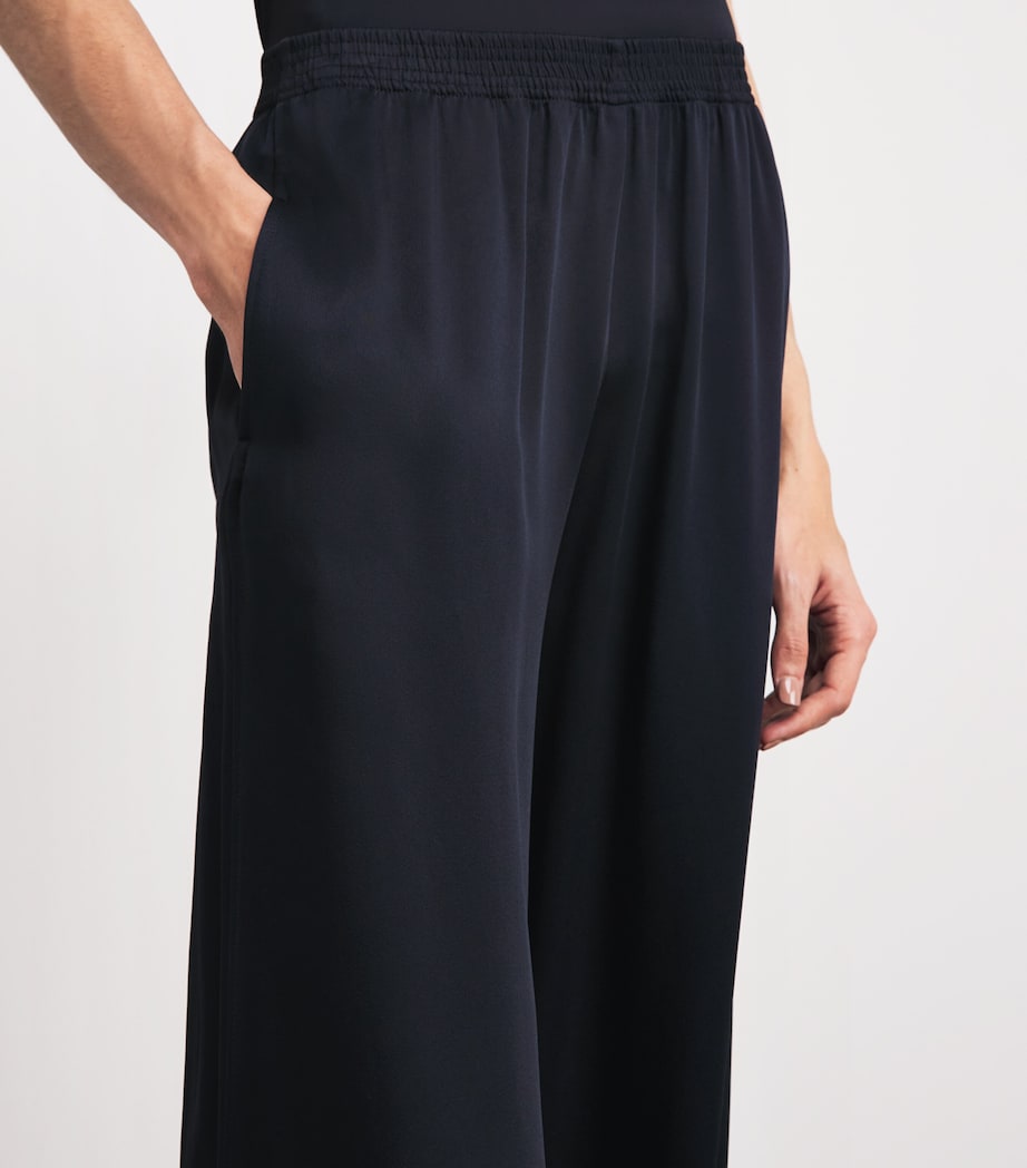 Fabiana Filippi Womens Crepe Wide-Leg Trousers Blu Notte Image 3