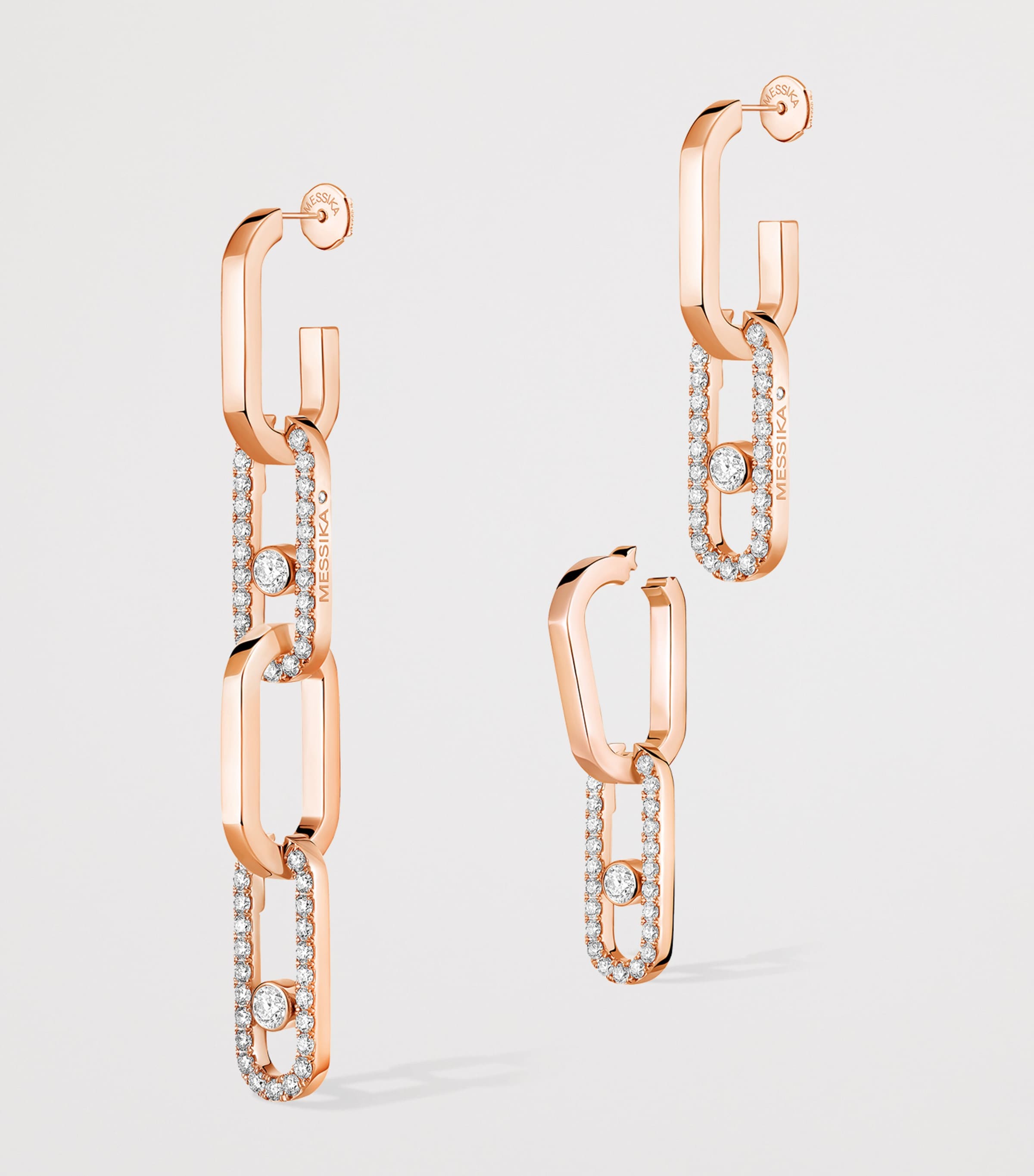 Messika Move Link Pink Gold and Diamond Convertible Earrings Pink Gold Image 3