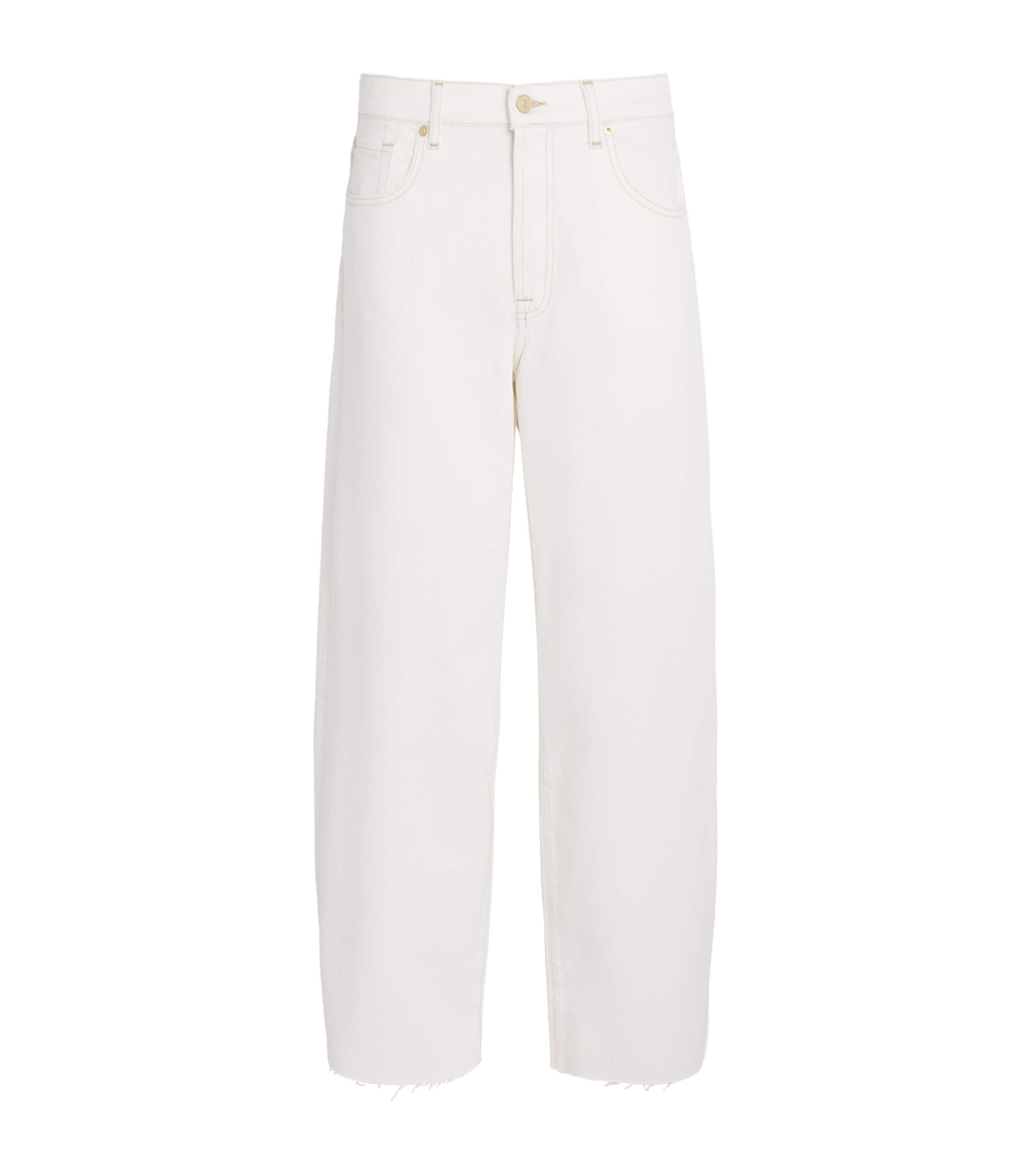 7 For All Mankind Twisted Bonnie Barrel-leg Jeans In White