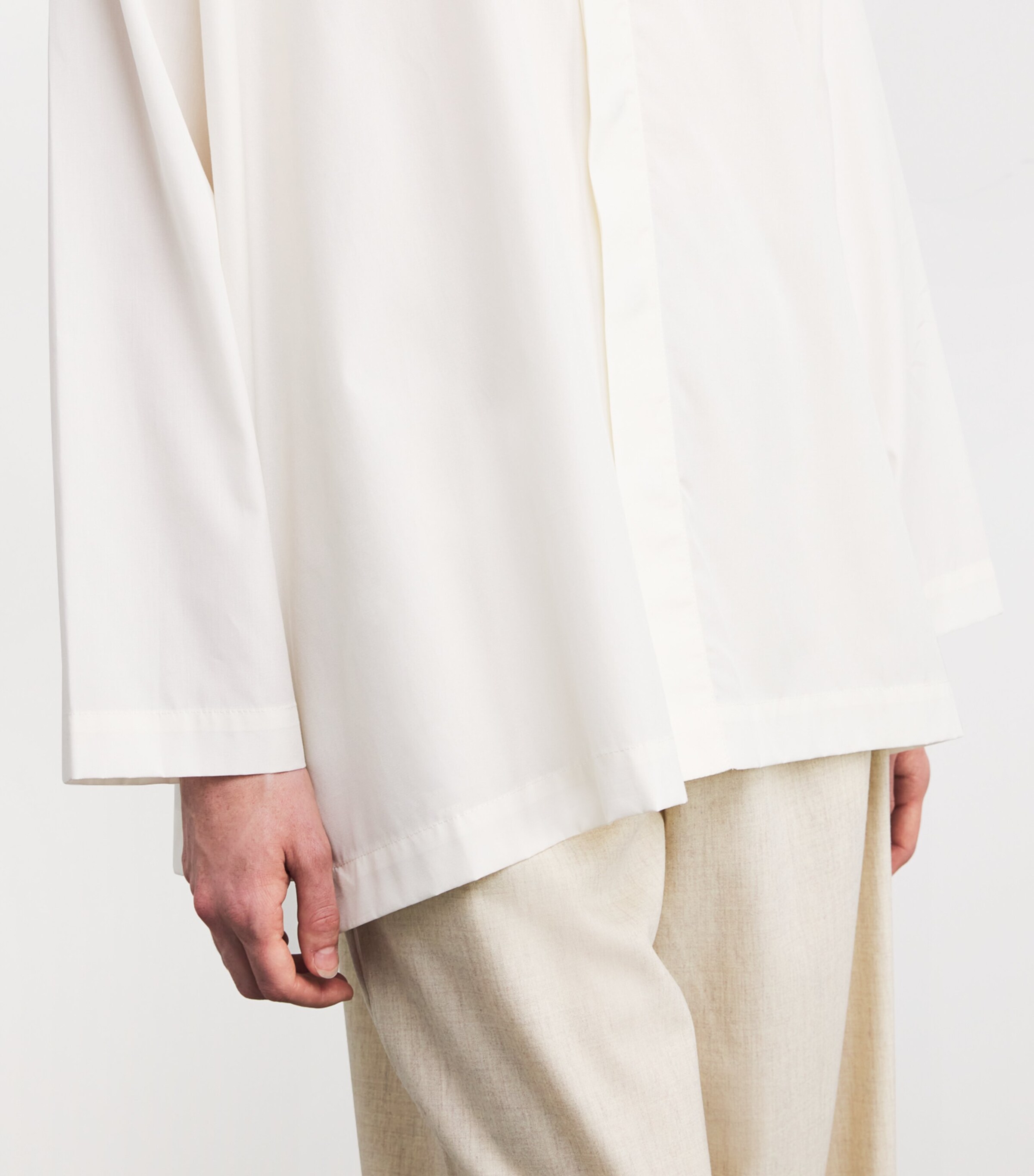 Cotton Slim Double Stand-Collar Shirt IVORY Image 6