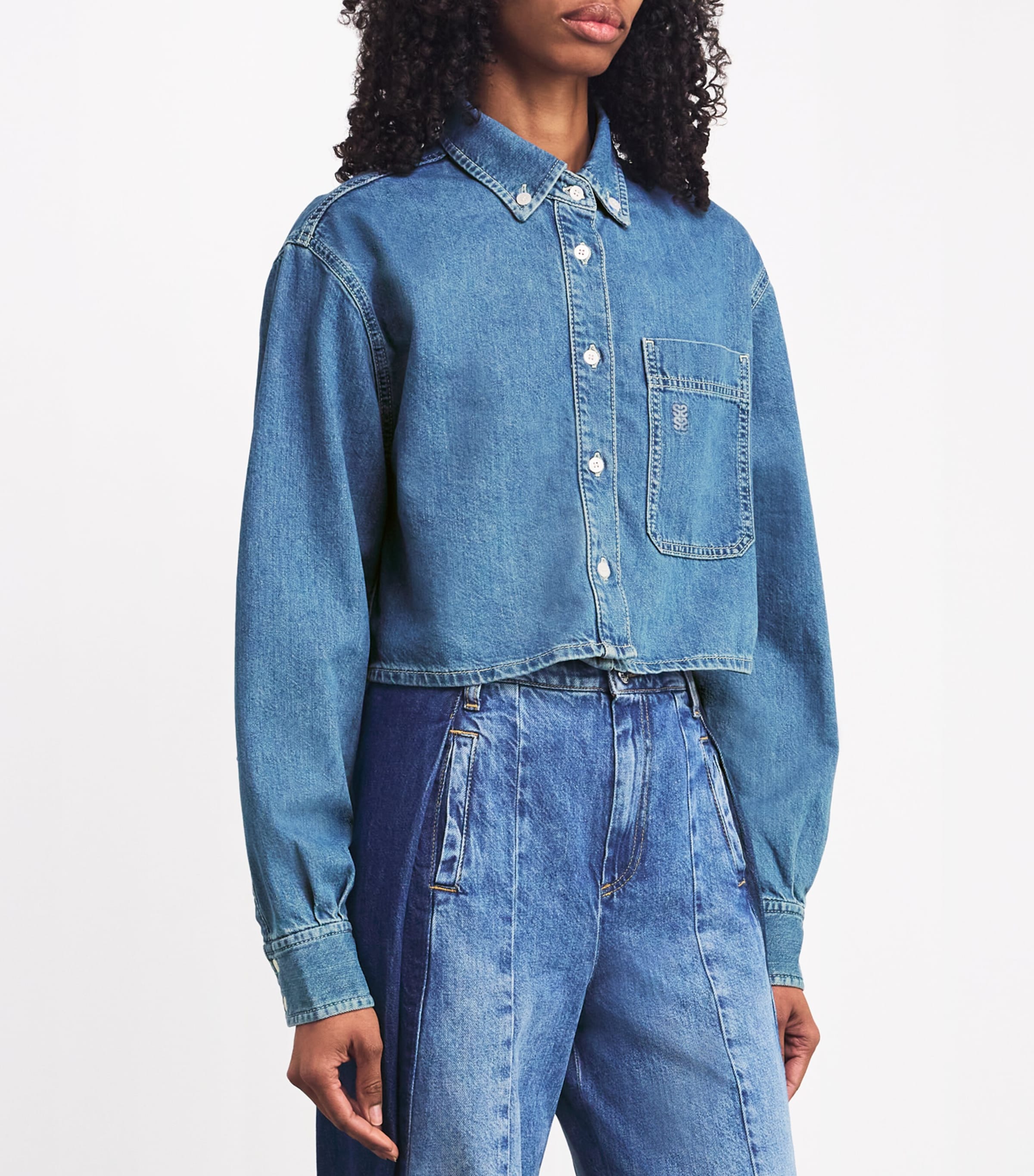 Denim Cropped Shirt BLUE JEAN Image 3