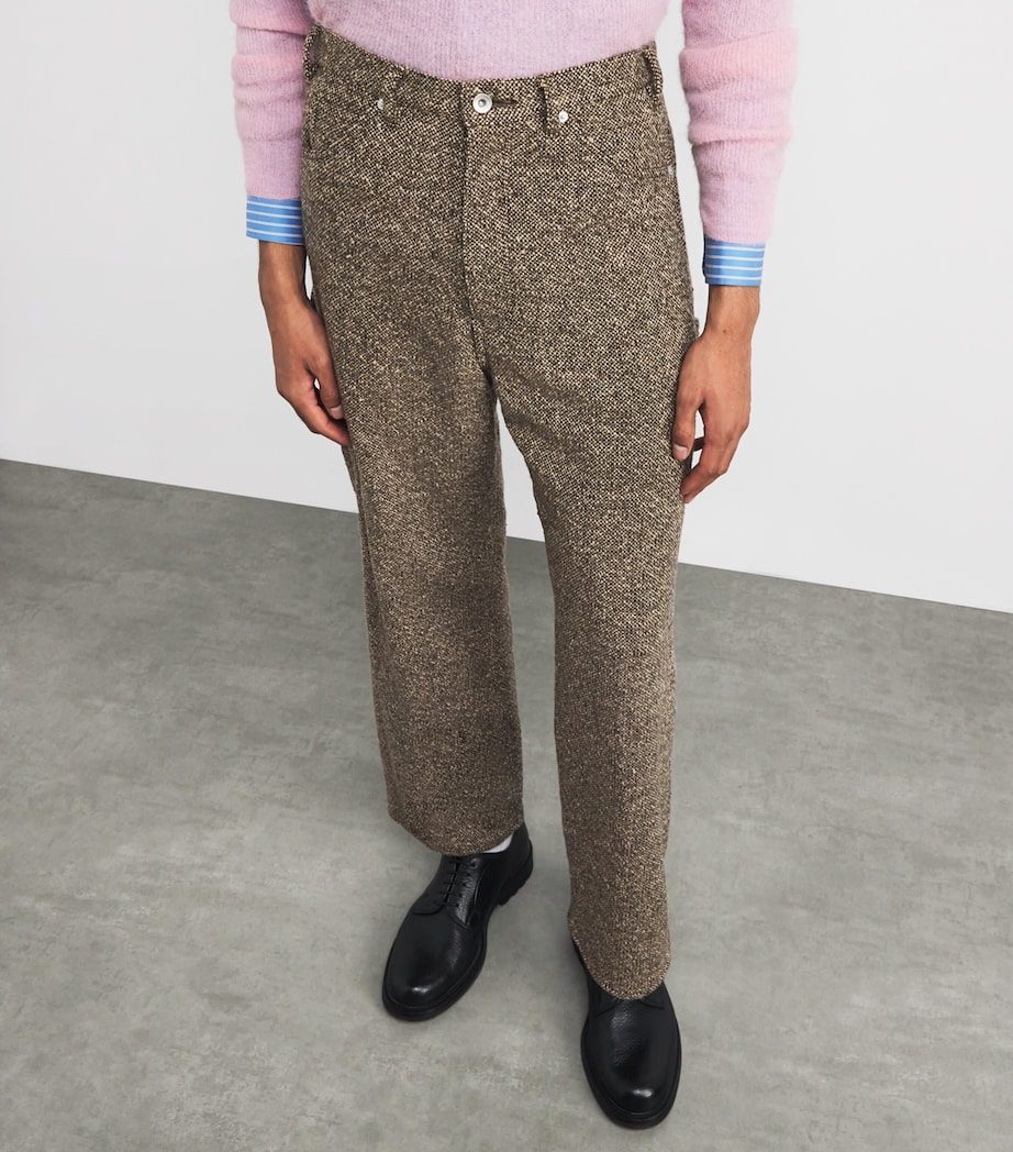 Wool Tweed Painter Trousers BROWN Image 6
