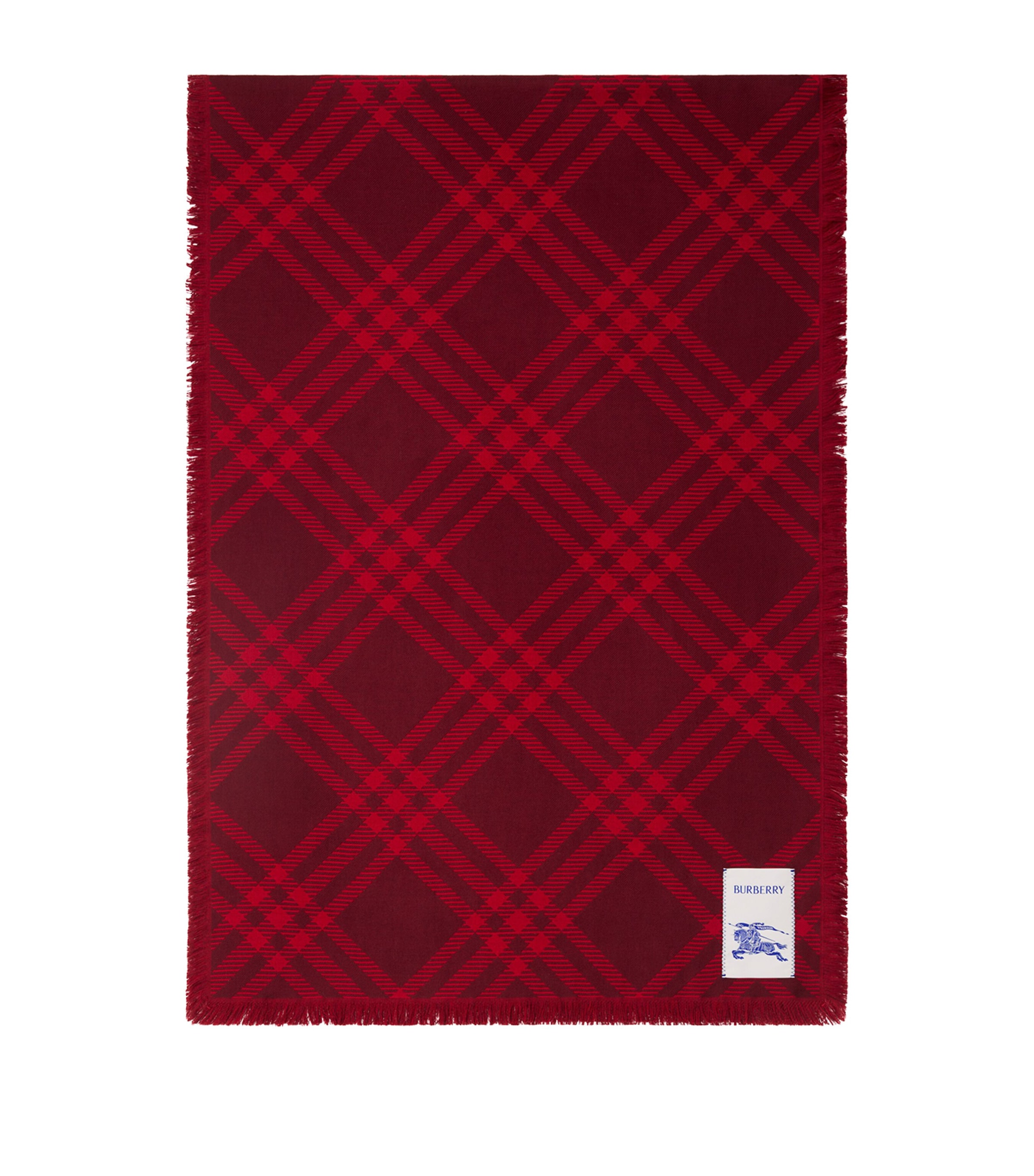 Burberry Silk-wool Wide Check Scarf In Burgundy