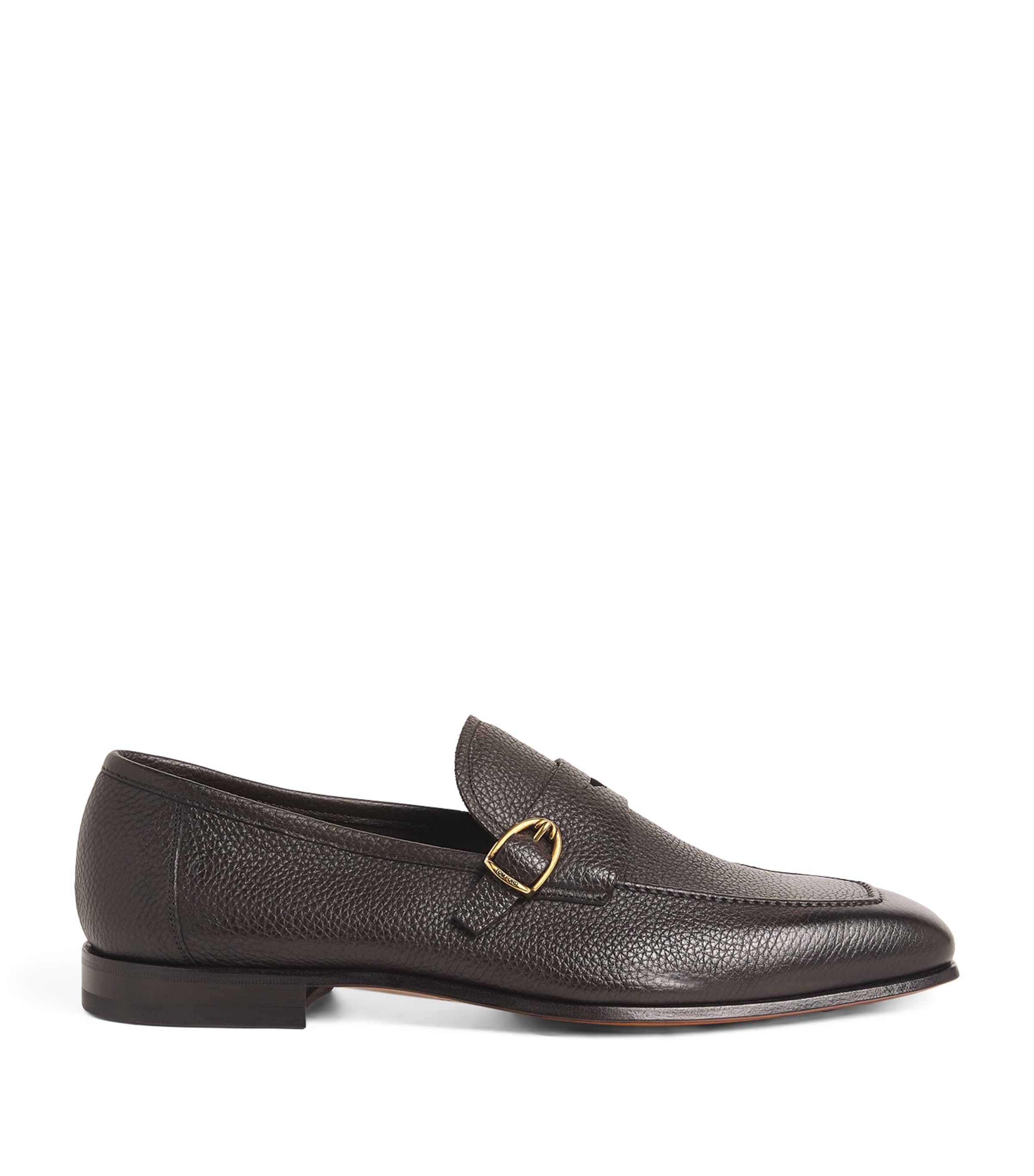 Tom Ford Sean Buckled Full-grain Leather Penny Loafers In Brown